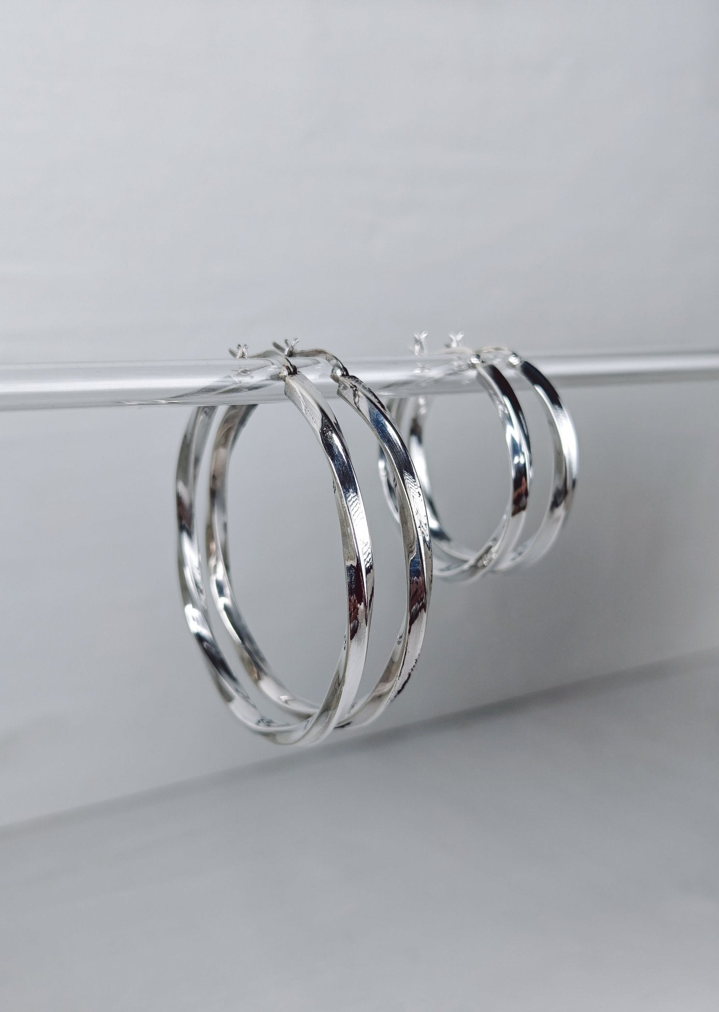 Boucles D'Oreilles Créoles Rayures Torsadées En Argent 925 - Neuf Avec étiquettes