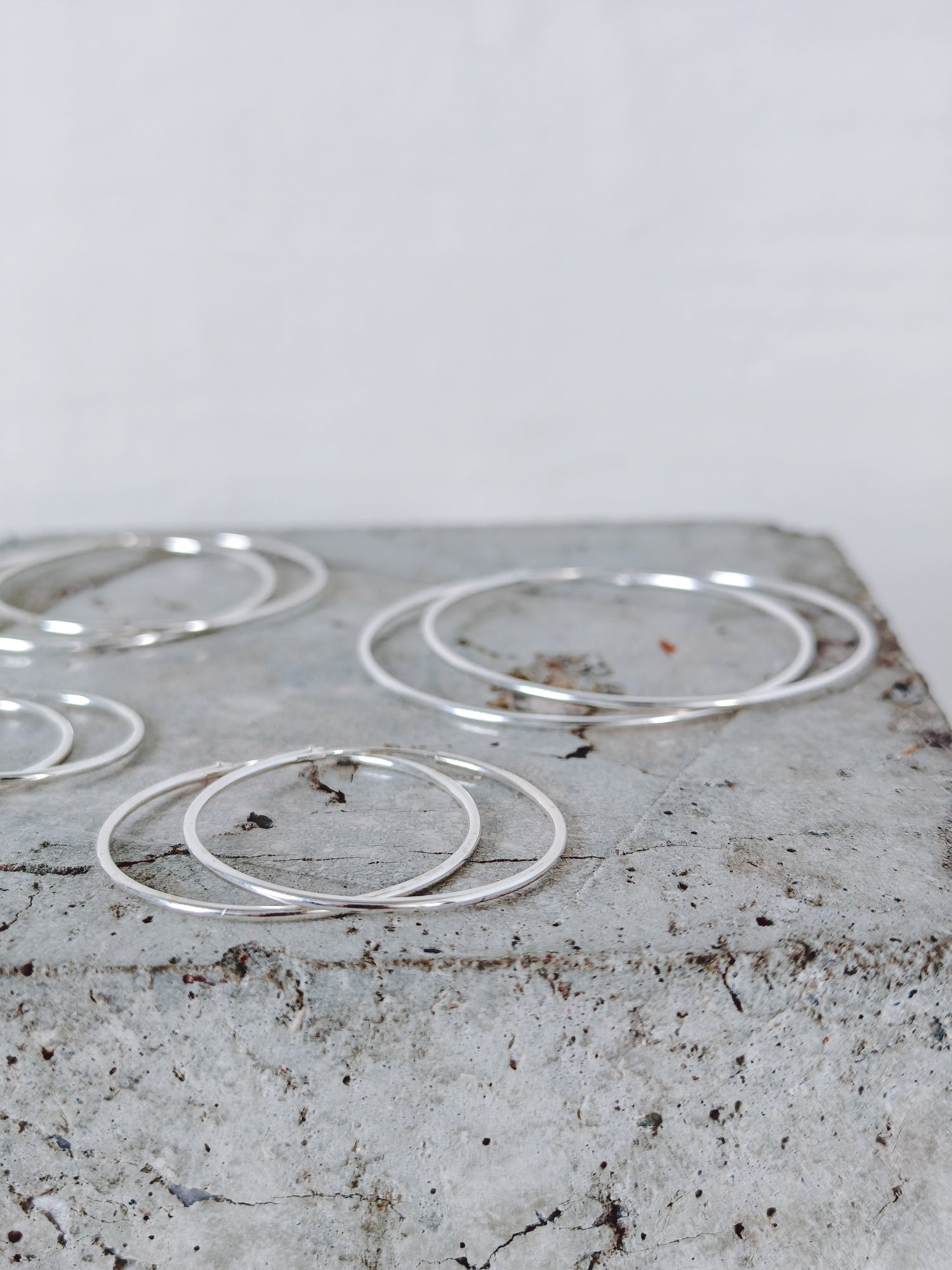 Thin hoop earrings made of 925 silver in 30mm, 40mm, 50mm, 60mm, sterling silver hoop earrings, fine and lightweight silver earrings