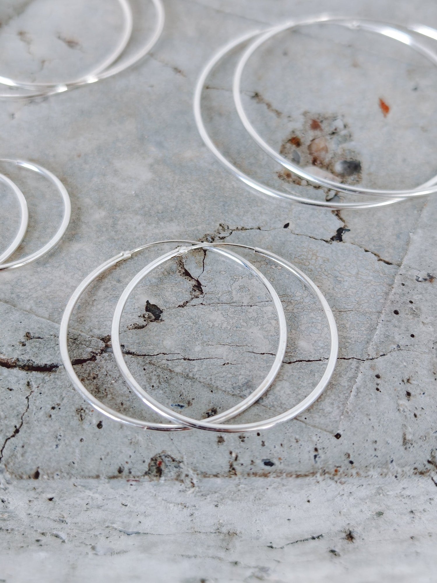 925 Silber Creolen in 1,5mm x 30mm, 40mm, 50mm, 60 mm, Silber Ohrringe fein und leicht - CocosyBerlin