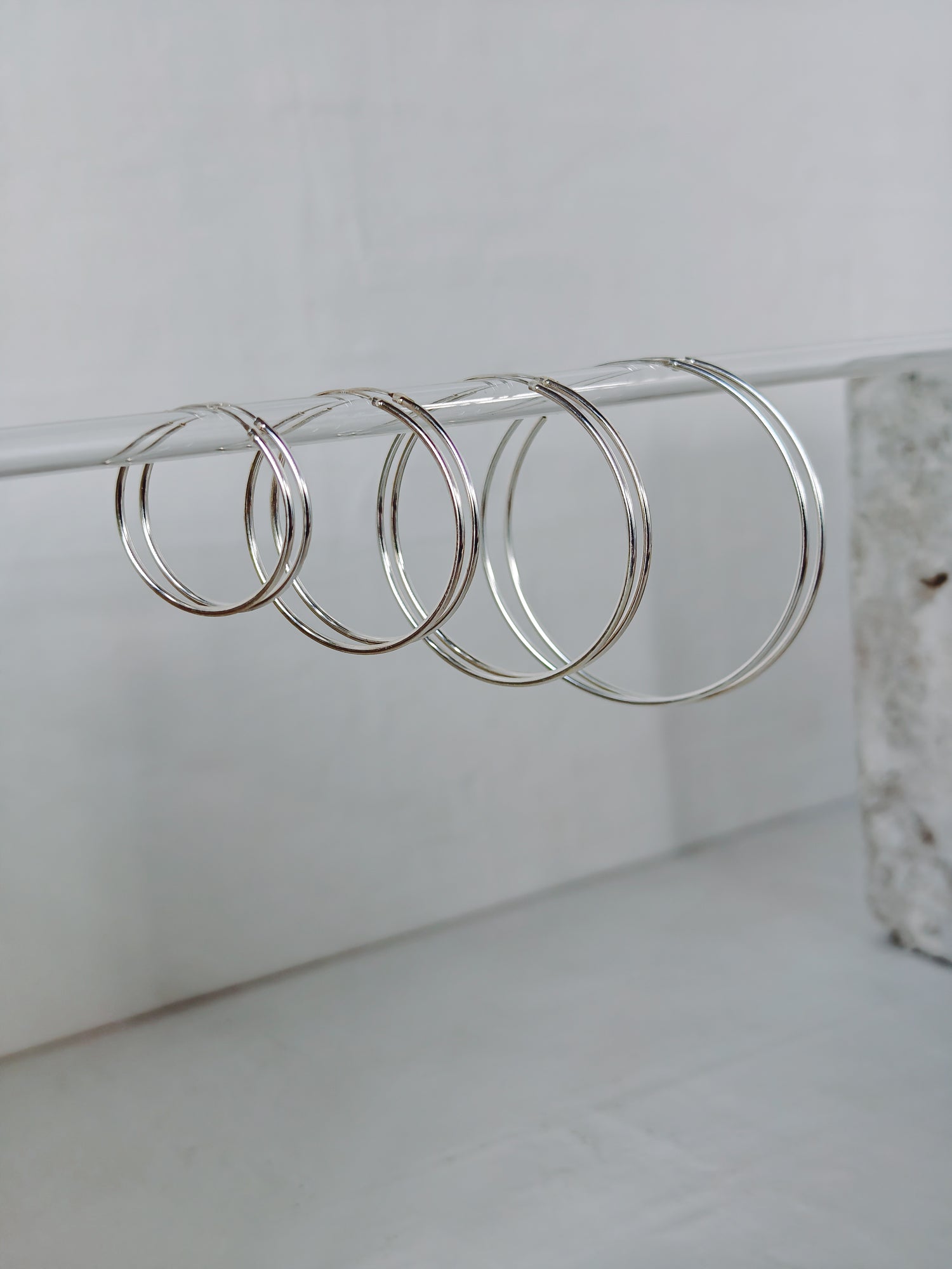 Thin hoop earrings made of 925 silver in 30mm, 40mm, 50mm, 60mm, sterling silver hoop earrings, fine and lightweight silver earrings