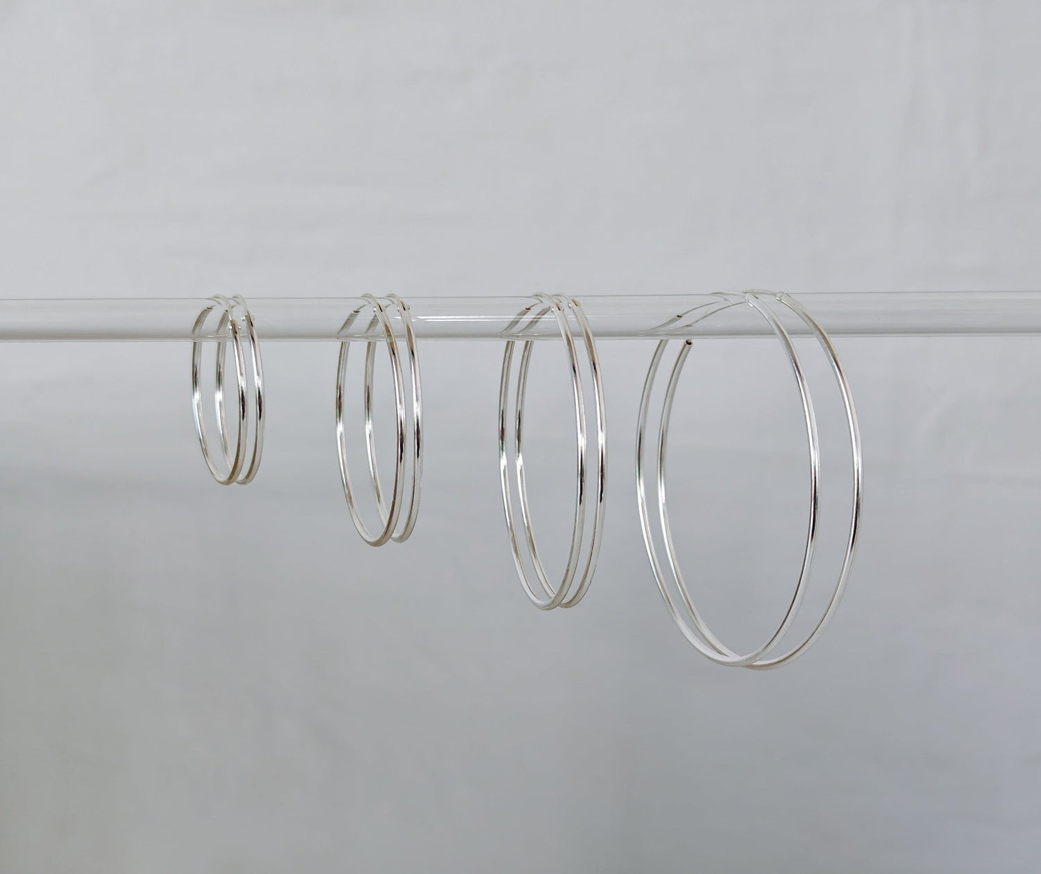 925 Silber Creolen in 1,5mm x 30mm, 40mm, 50mm, 60 mm, Silber Ohrringe fein und leicht - CocosyBerlin