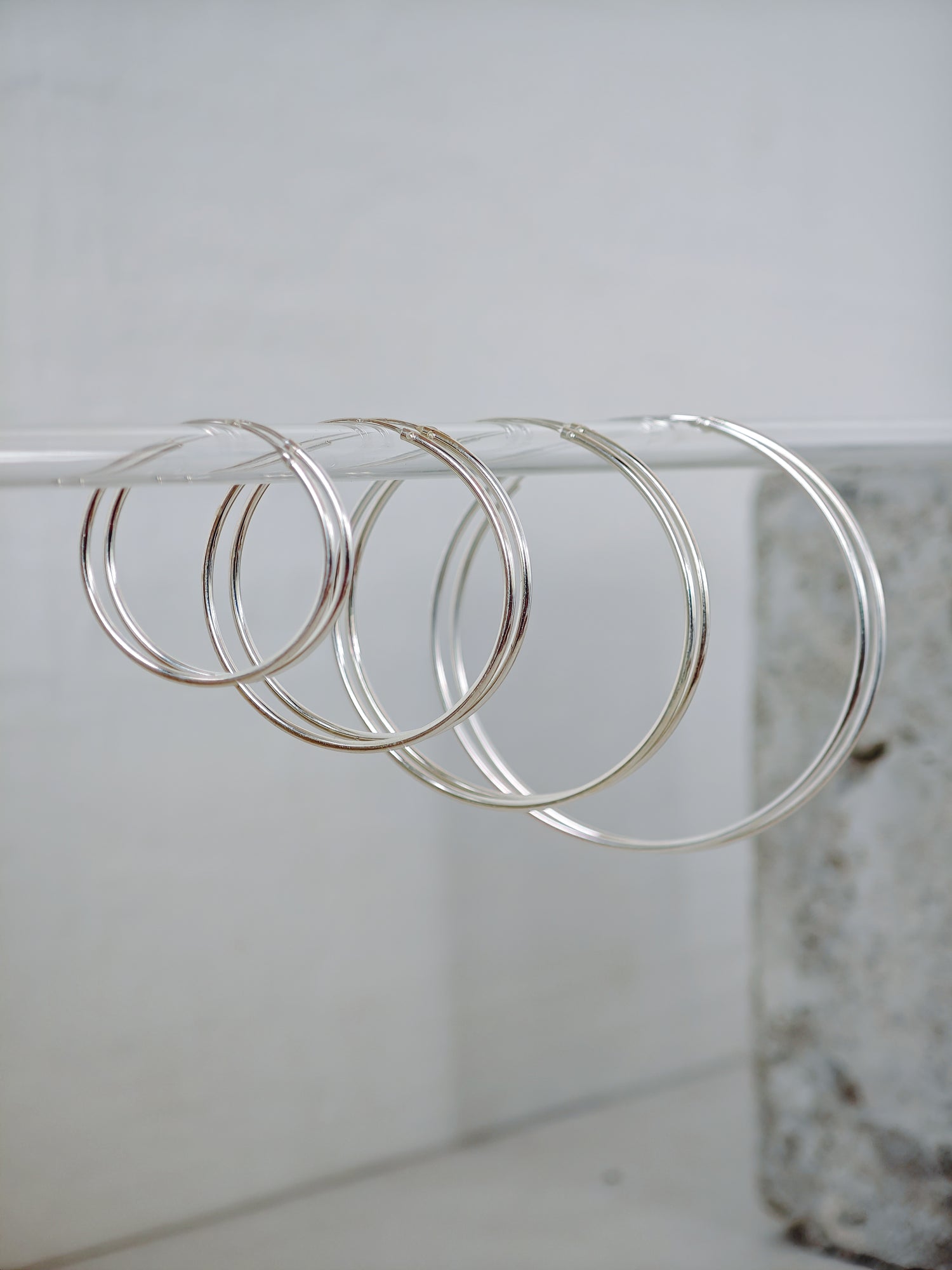 Thin hoop earrings made of 925 silver in 30mm, 40mm, 50mm, 60mm, sterling silver hoop earrings, fine and lightweight silver earrings