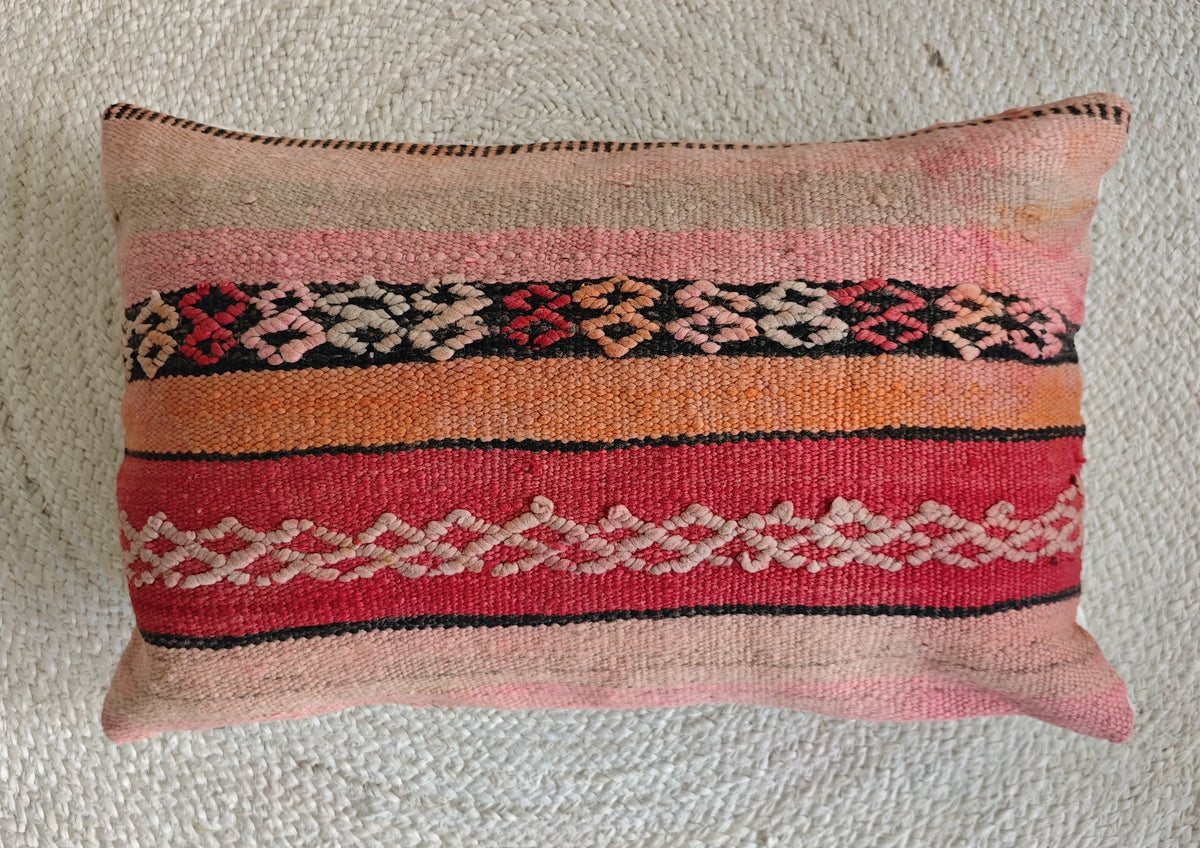 Vintage Pouf und Kissenhülle aus Marokko, Rosa Bodenkissen, Boho Meditationskissen