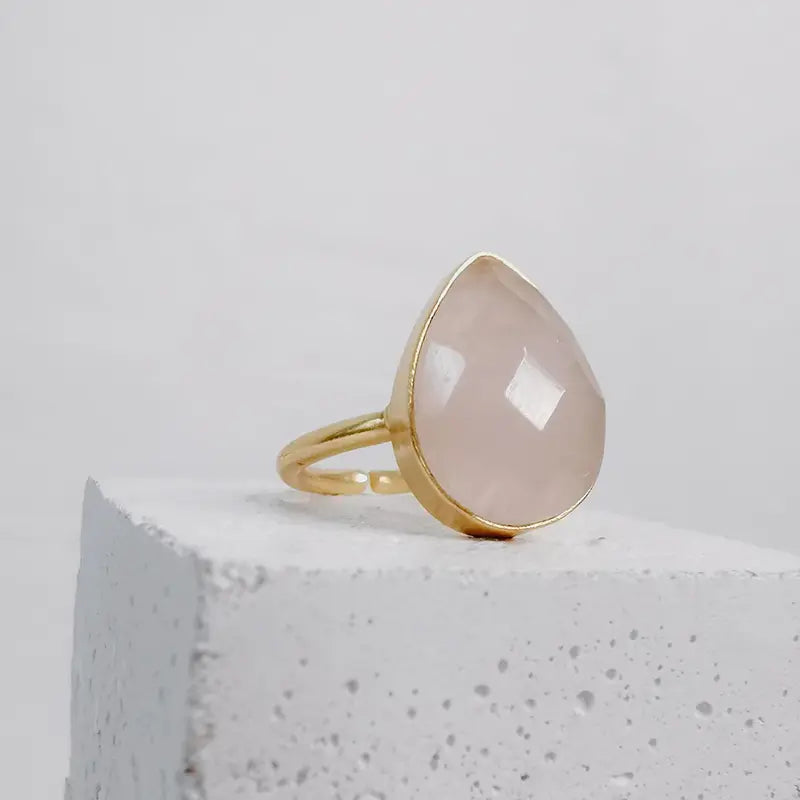 Statement Ring mit Rosenquarz