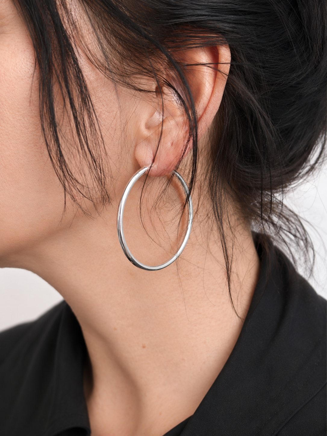 Grandes créoles en argent 925 de 50 mm x 3 mm, créoles classiques en argent, boucles d'oreilles minimalistes en argent, créoles en argent