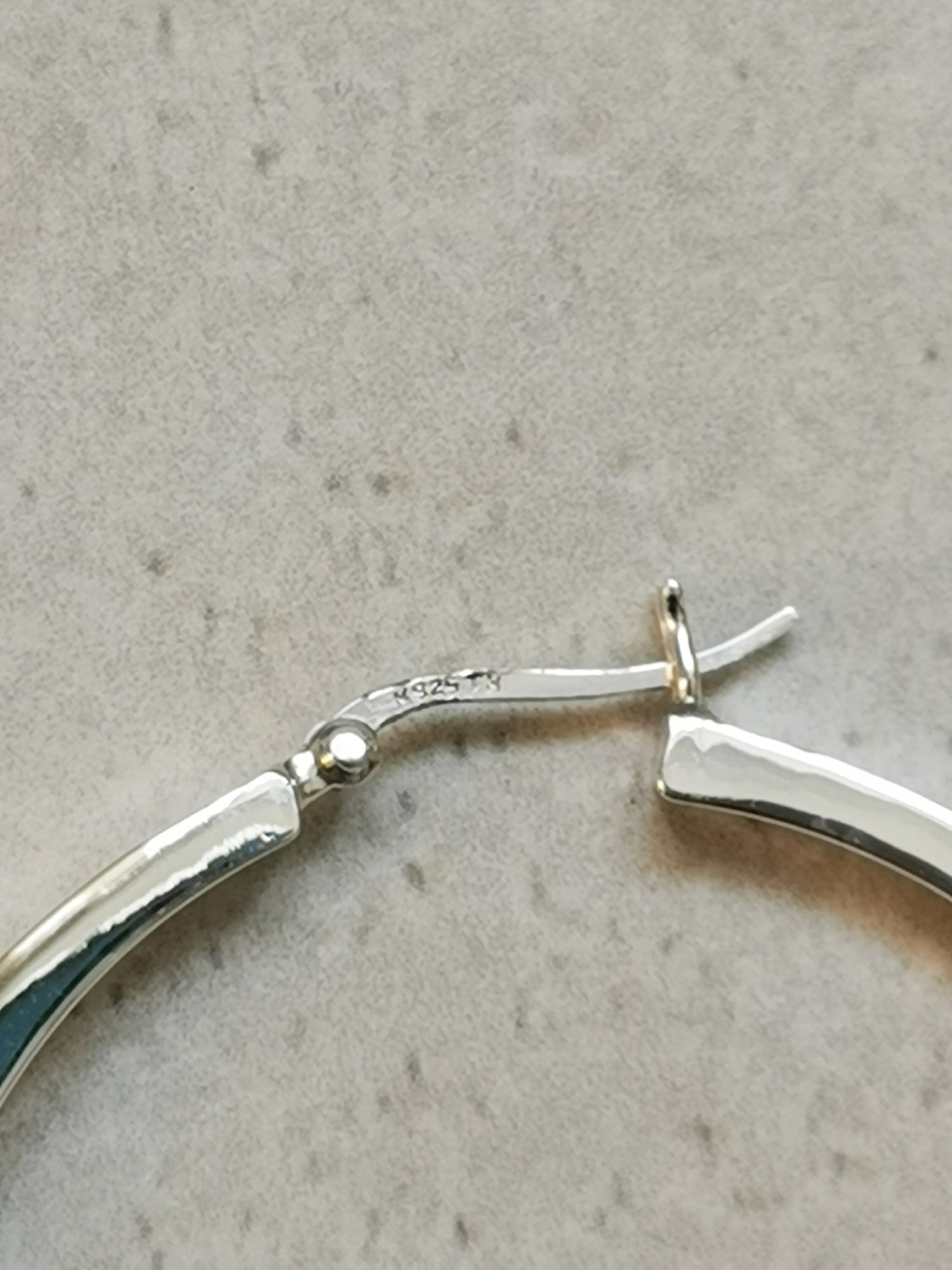 Flat wide 925 silver hoop earrings, chunky sterling silver hoop earrings