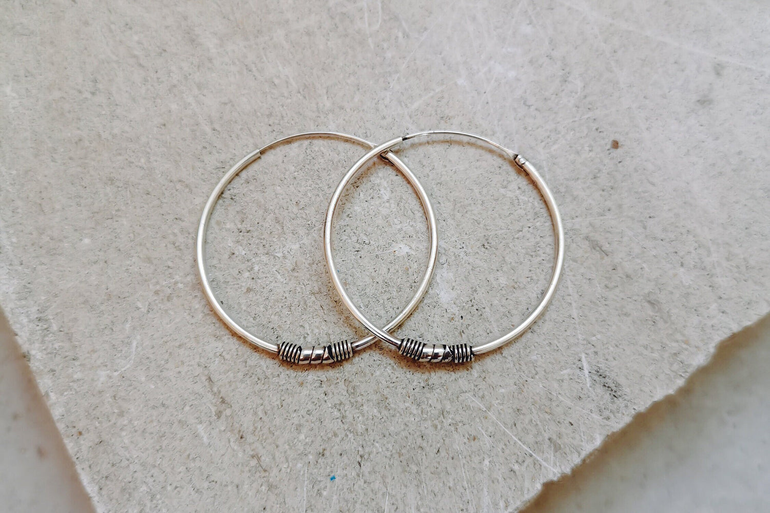 Sterling silver Bali hoop earrings, 925 silver hoop earrings, hoop earrings 30mm, earrings silver 925, boho hoop earrings, Bali silver hoop earrings