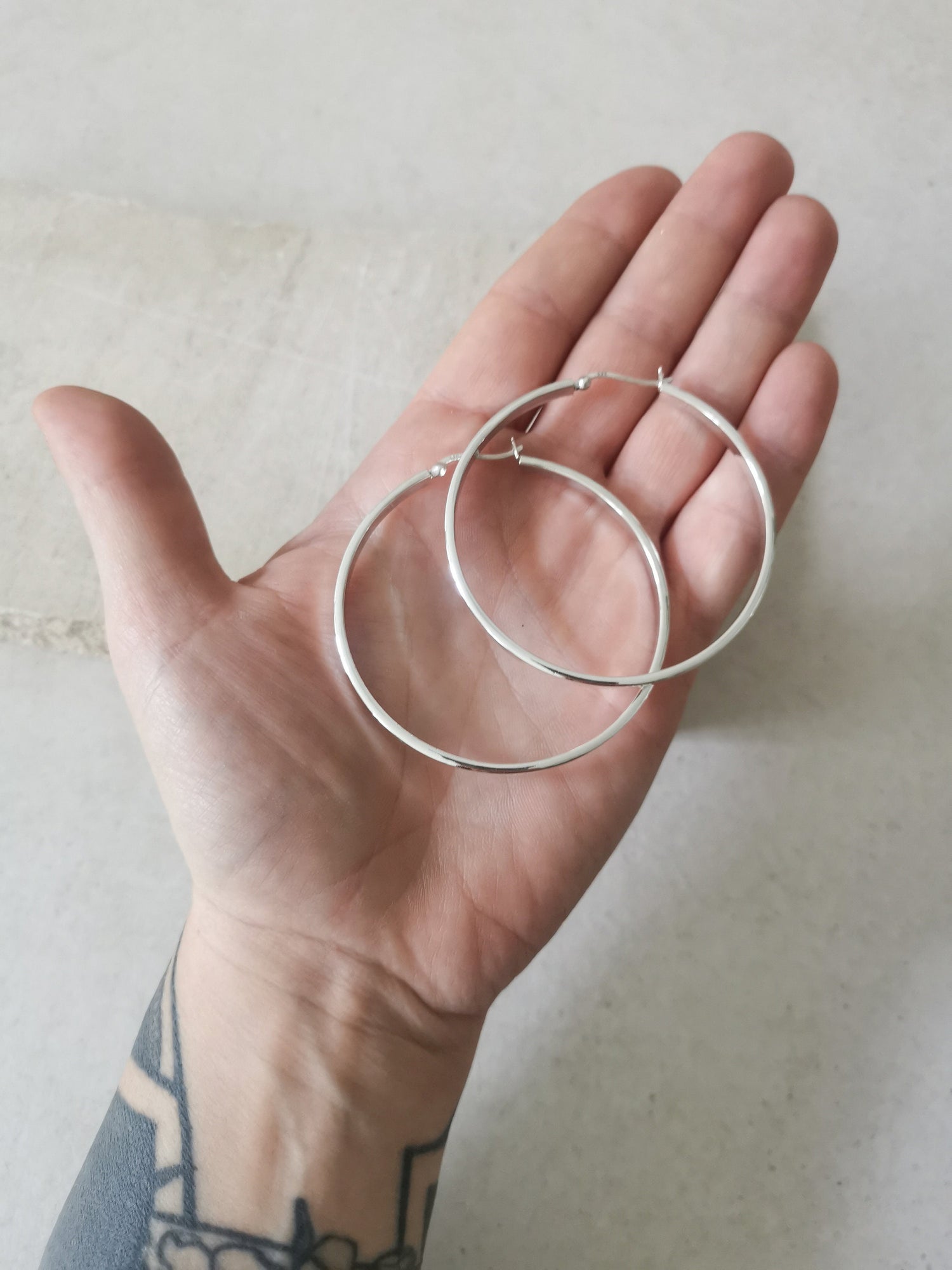 Flache breite 925 Silber Creolen, Chunky Sterling Silber Creolen 20mm, 40mm, 60 mm