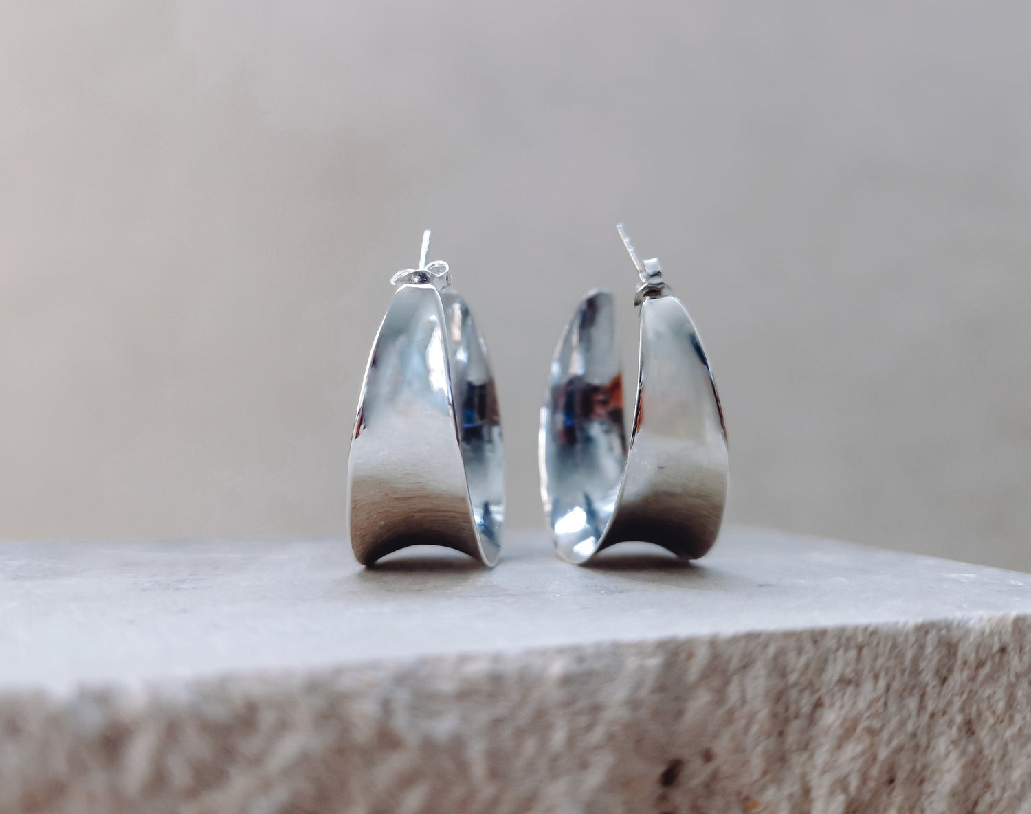 Boucles d'oreilles créoles larges en argent sterling, créoles épaisses en argent 30 mm, créoles ouvertes minimalistes en argent 925