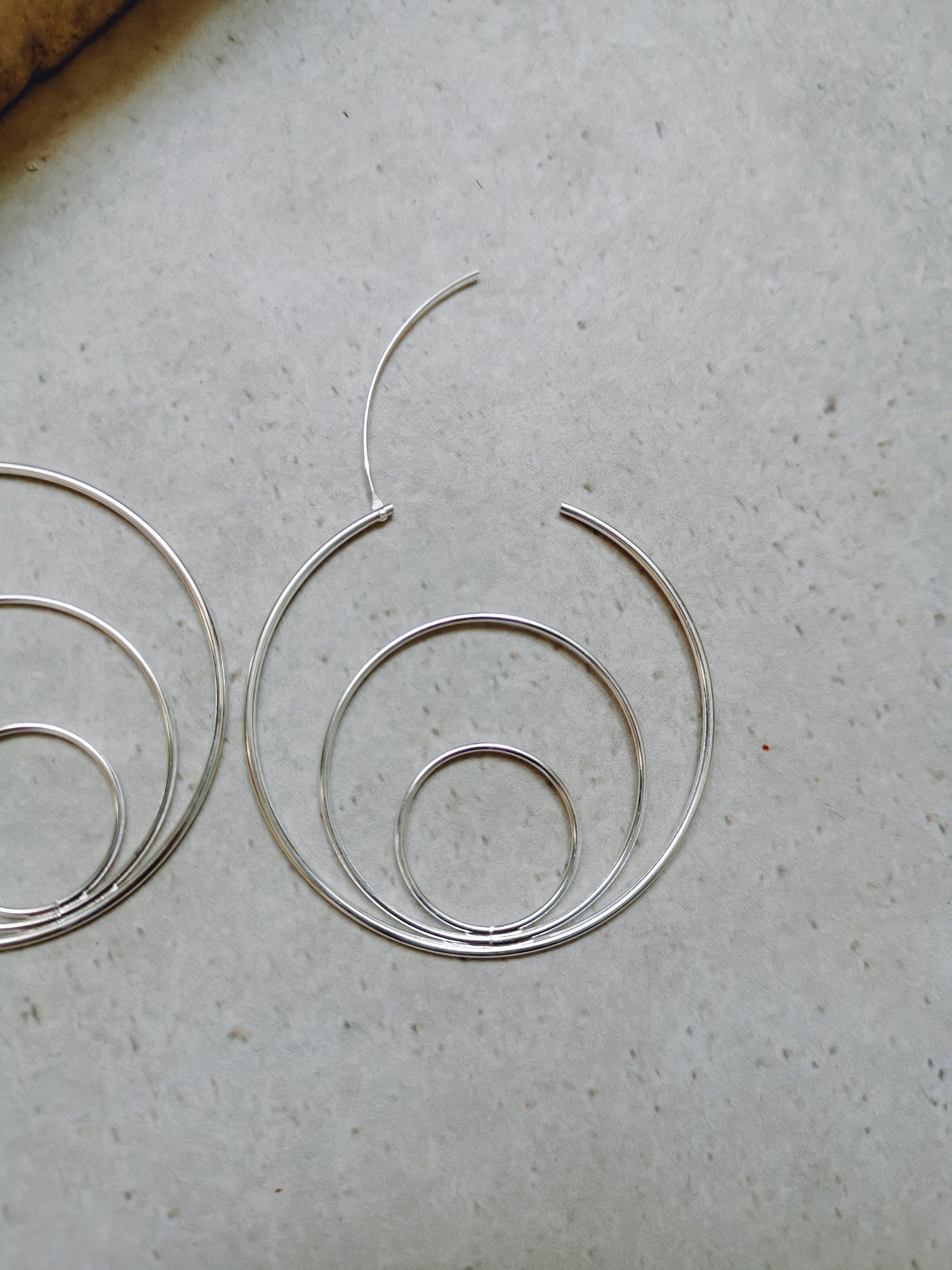 Sterling Silber dünne Creolen 50 mm, 925 Silber Dreifach Creolen 3 Reifen