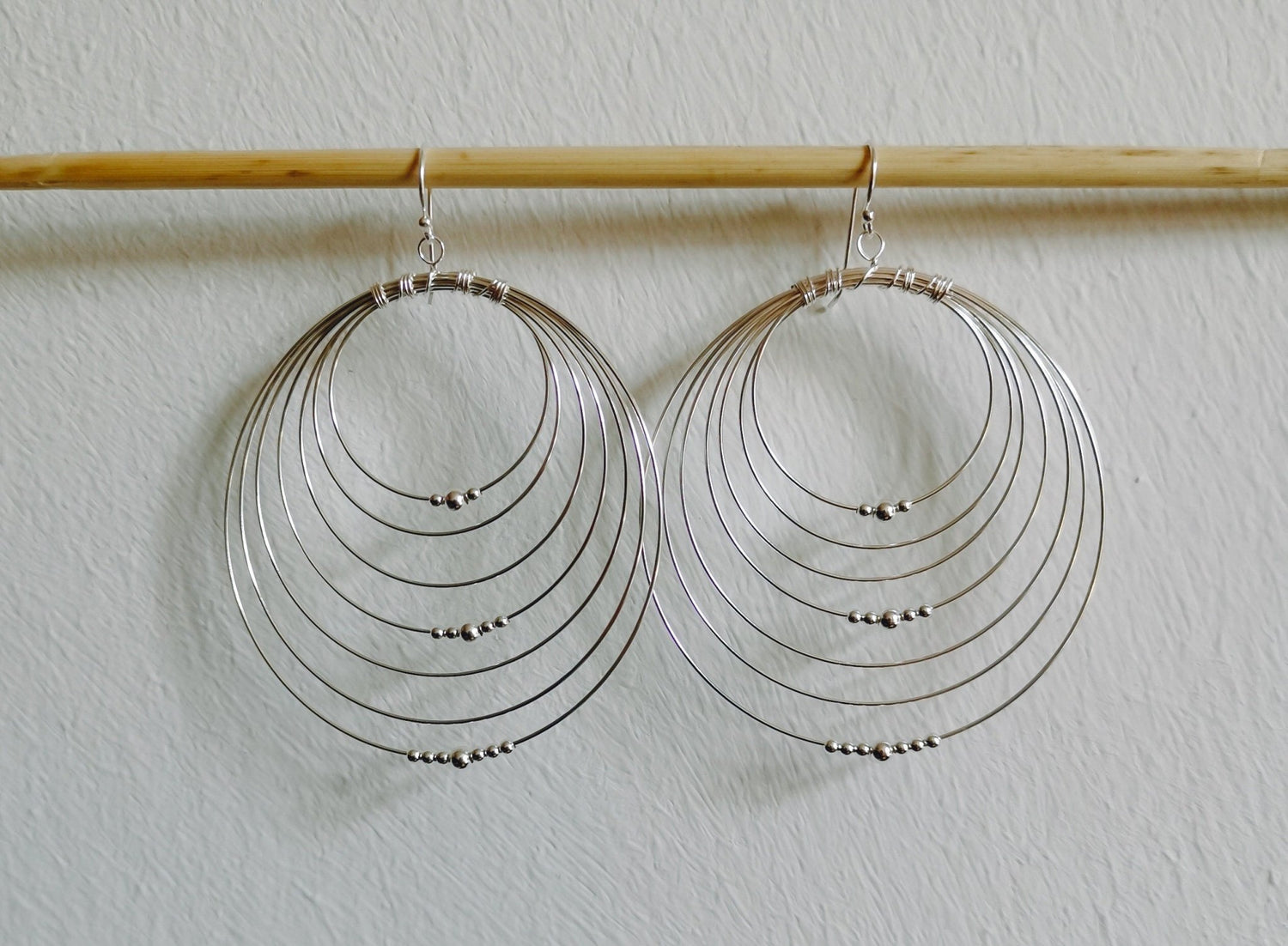 Sterling Silber feine Hängeohrringe, 925 Silber mehrreihige Ohrringe - CocosyBerlin