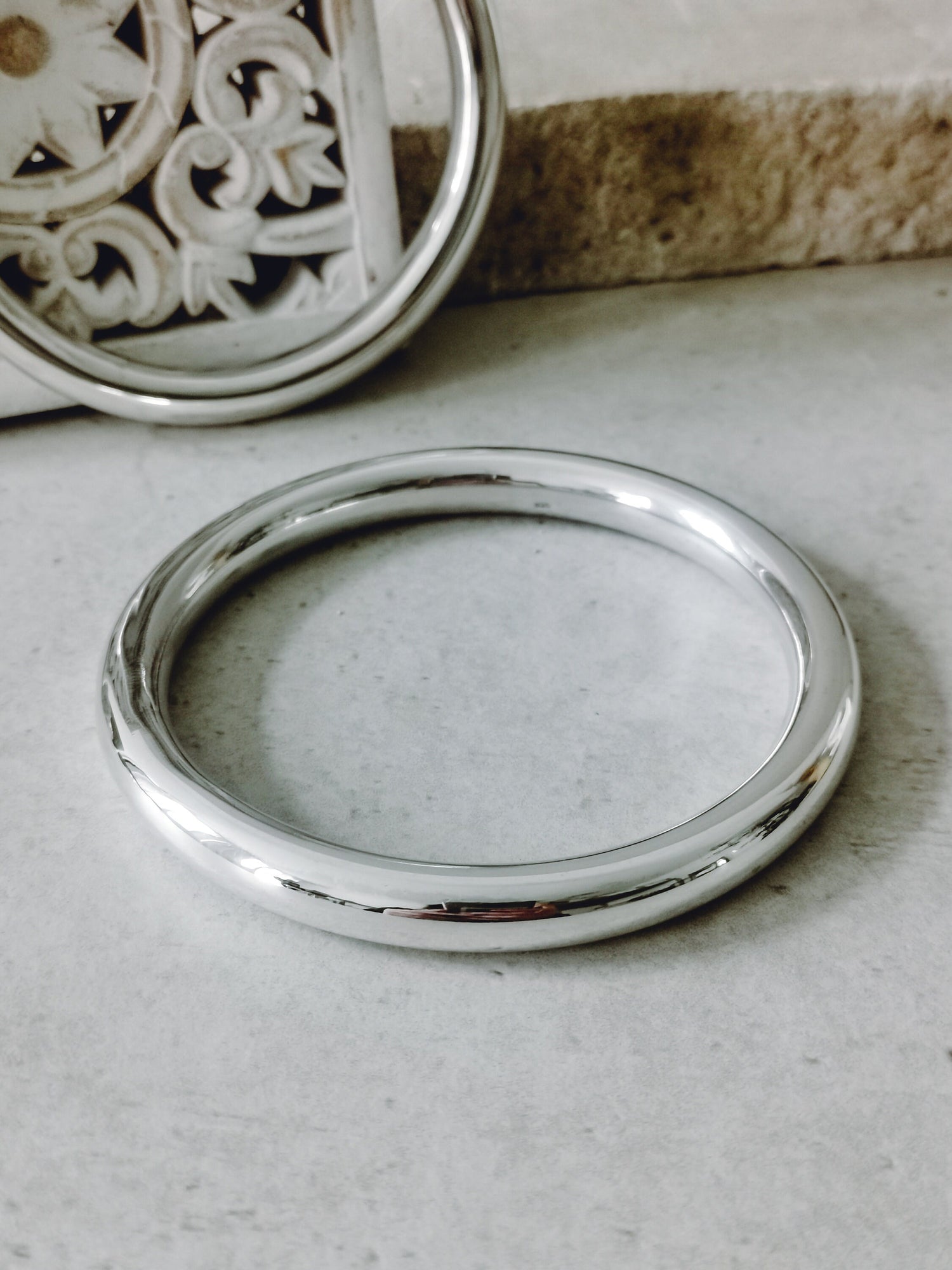 Chunky bracelet made of sterling silver, statement bracelet made of 925 silver, wide bangle, tribal bangle, minimalist simple bangle