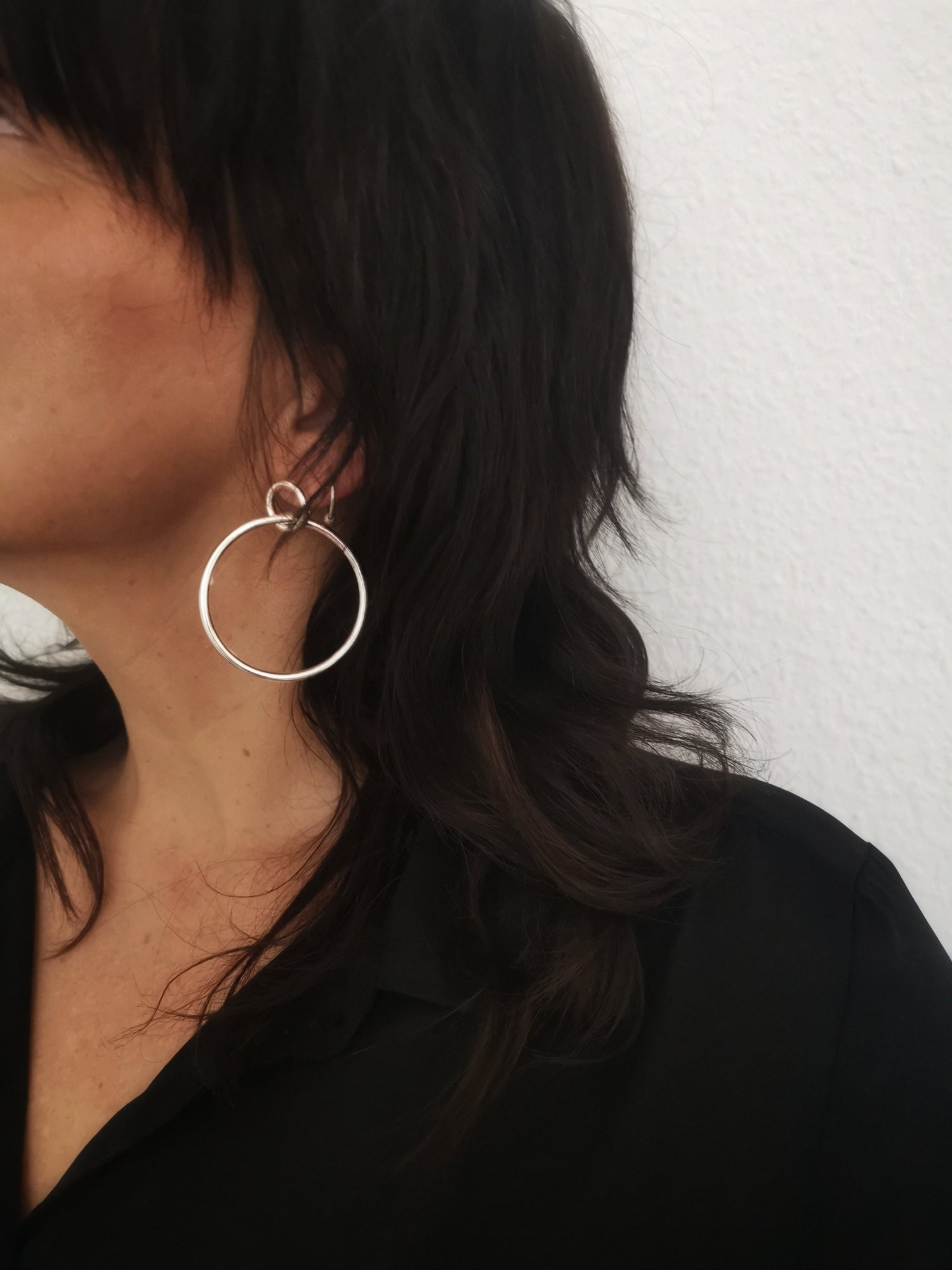 Boucles d'oreilles à tige en argent sterling, créoles et bague en argent 925