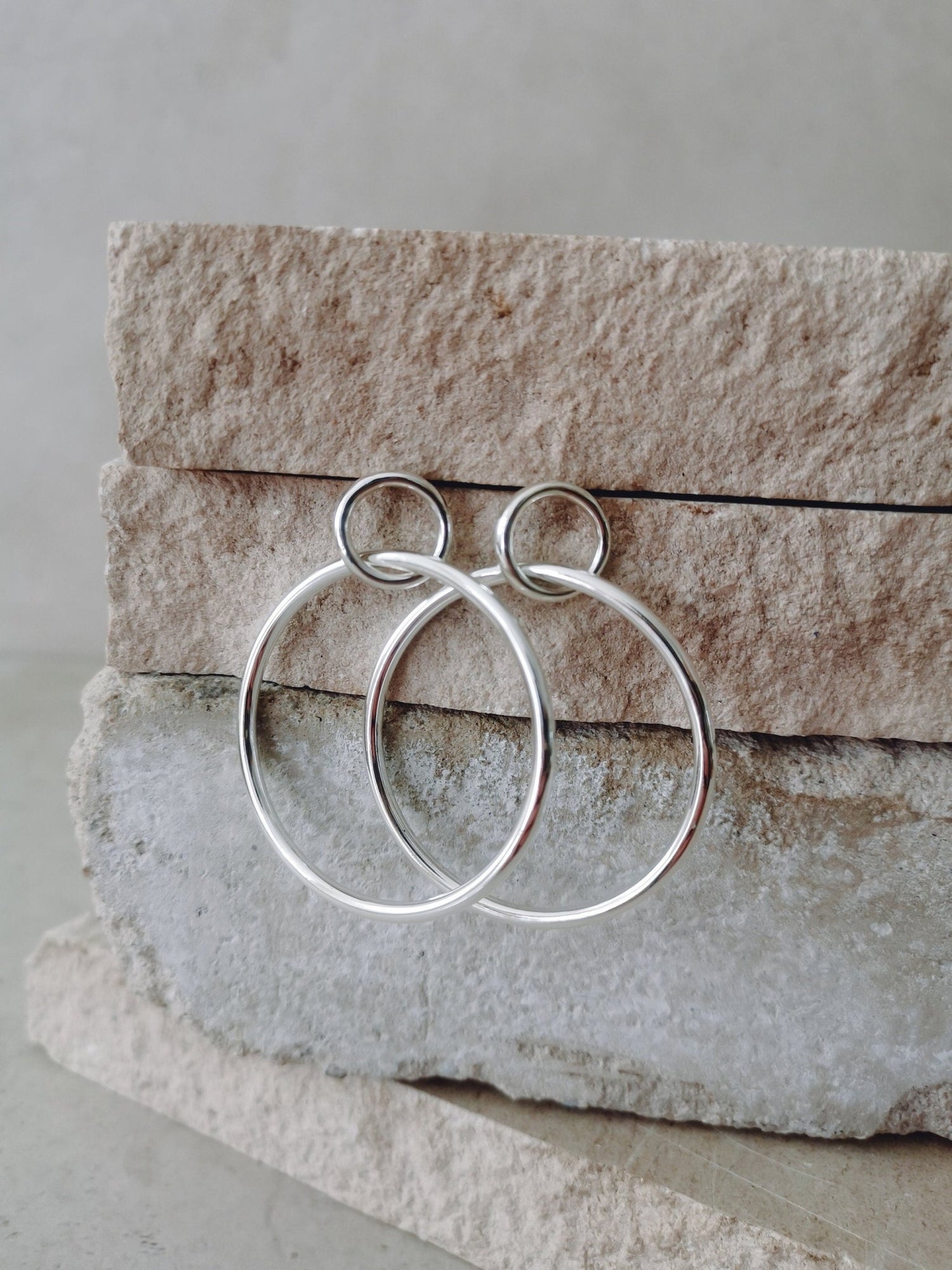 Sterling Silver Ohrstecker Ohrringe, Creolen Ring in Ring aus 925 Silber - CocosyBerlin