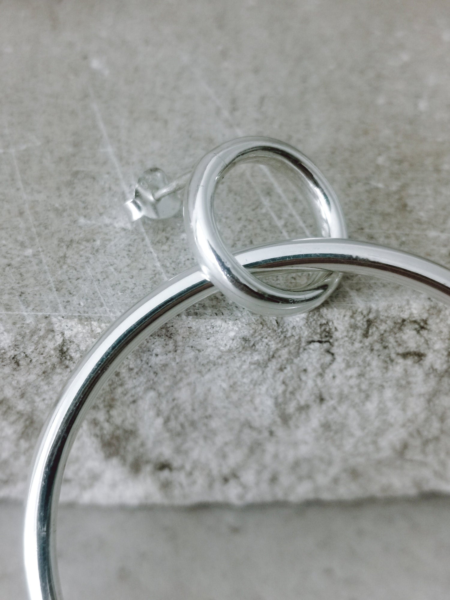 Boucles d'oreilles à tige en argent sterling, créoles et bague en argent 925