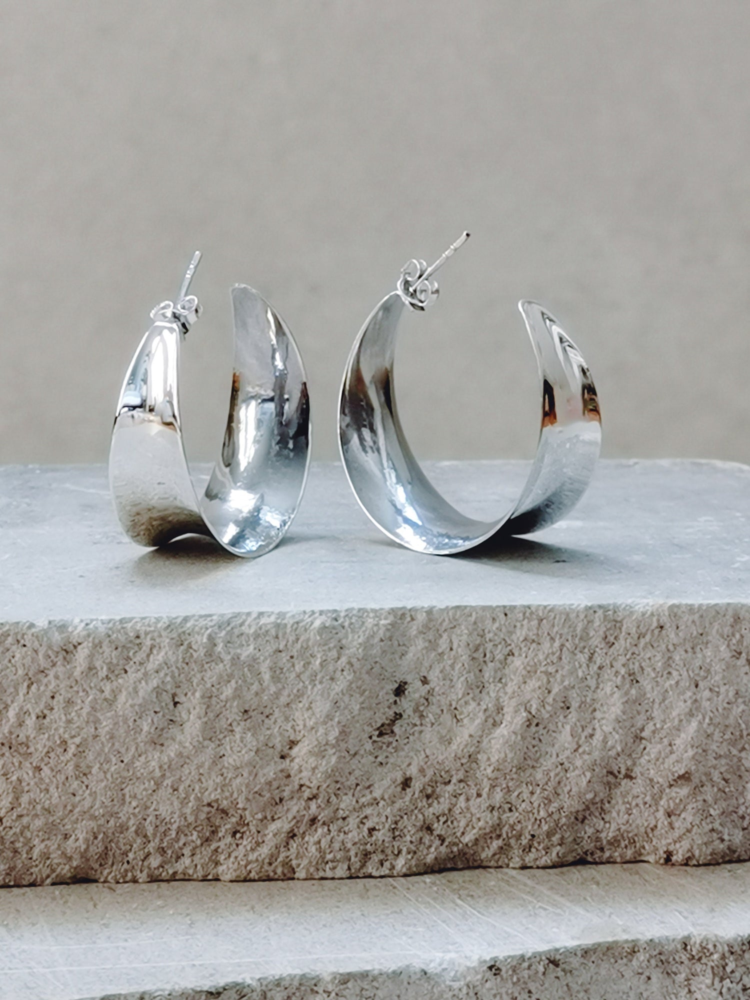 Boucles d'oreilles créoles larges en argent sterling, créoles épaisses en argent 30 mm, créoles ouvertes minimalistes en argent 925