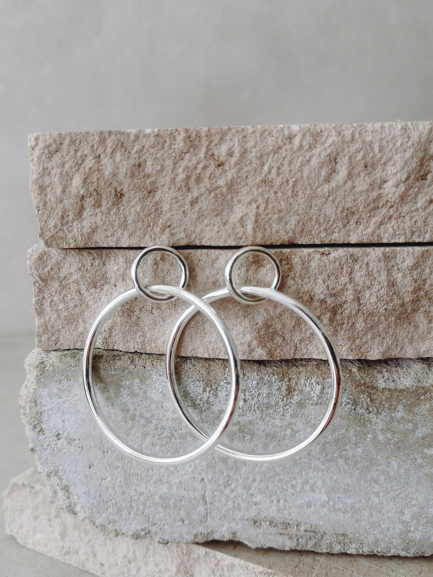 Sterling Silver Ohrstecker Ohrringe, Creolen Ring in Ring aus 925 Silber - CocosyBerlin