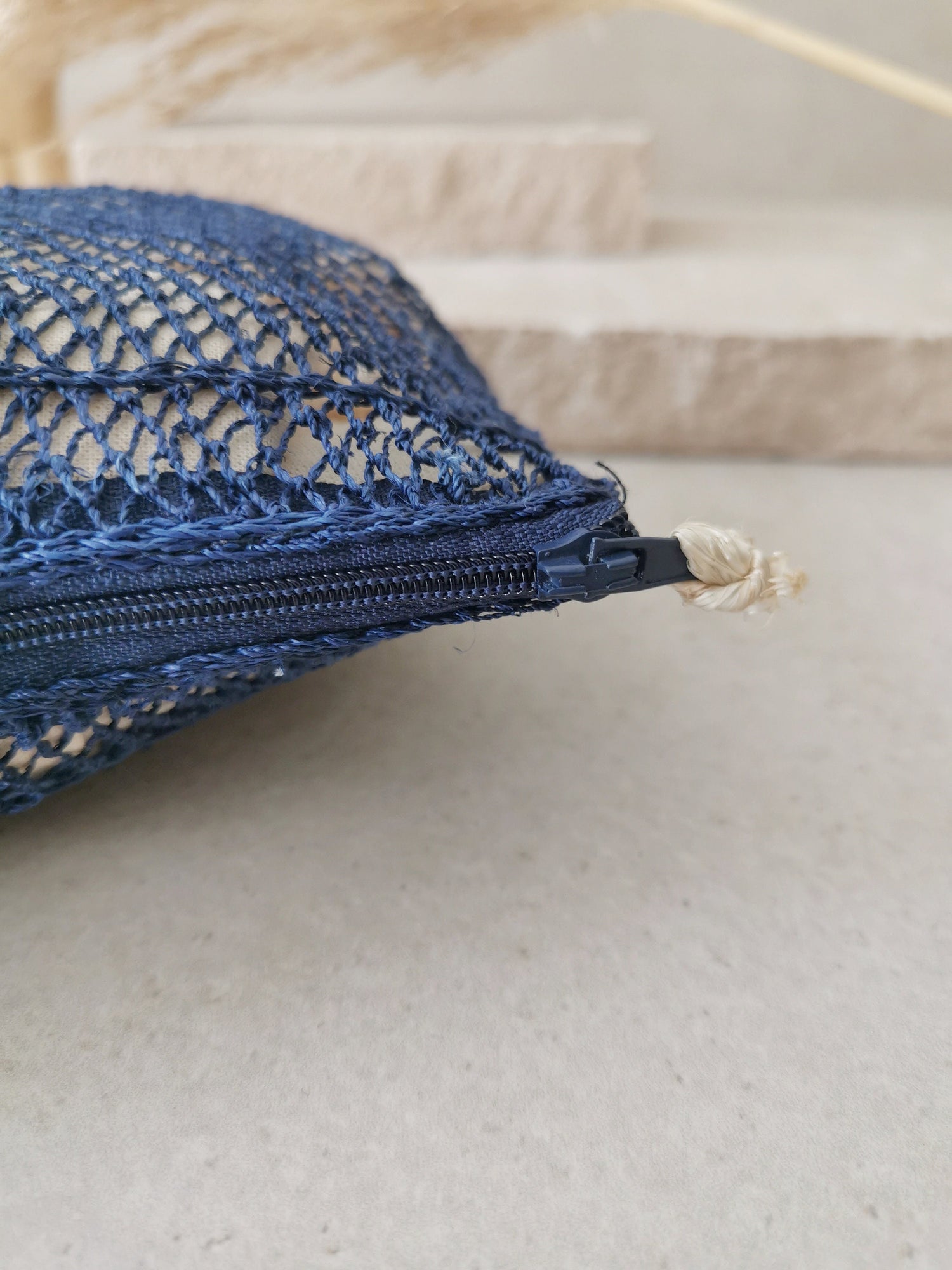 Boho makeup bag from Laos, cosmetic bag, hippie handmade make-up net bag