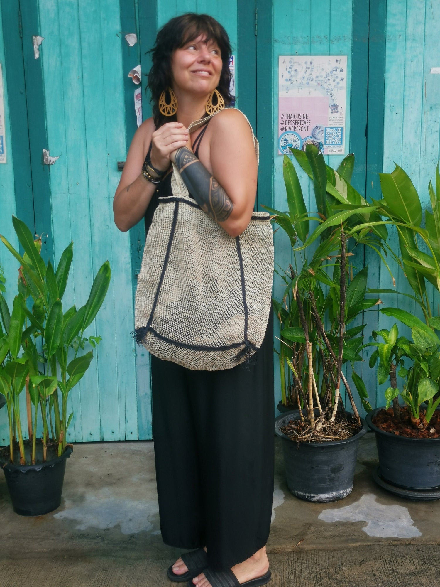 Grosse Tasche aus Laos, Tote Bag, nachhaltiger Shopper , 100% Handarbeit, Fair Trade