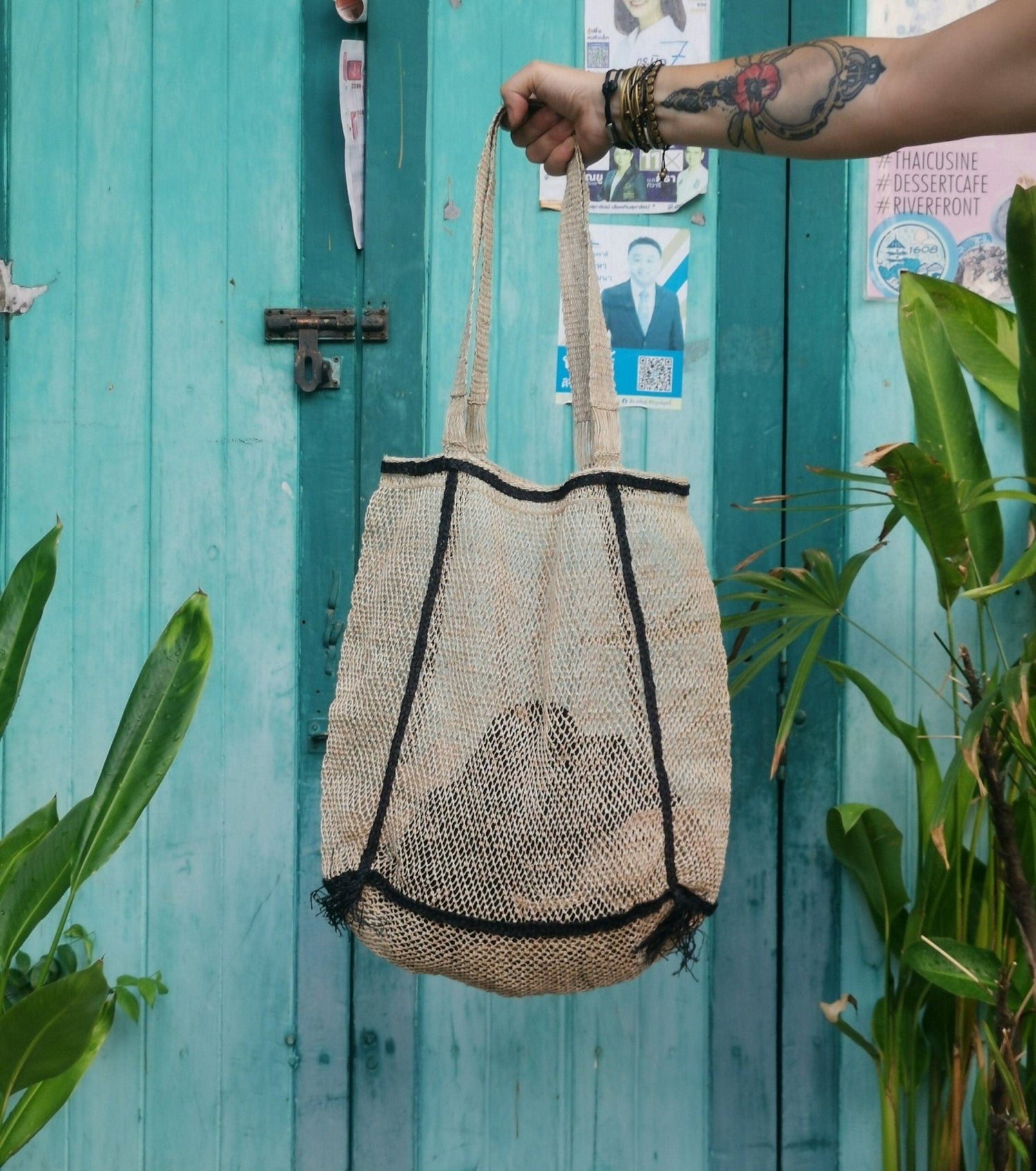 Grosse Tasche aus Laos, Tote Bag, nachhaltiger Shopper , 100% Handarbeit, Fair Trade - CocosyBerlin