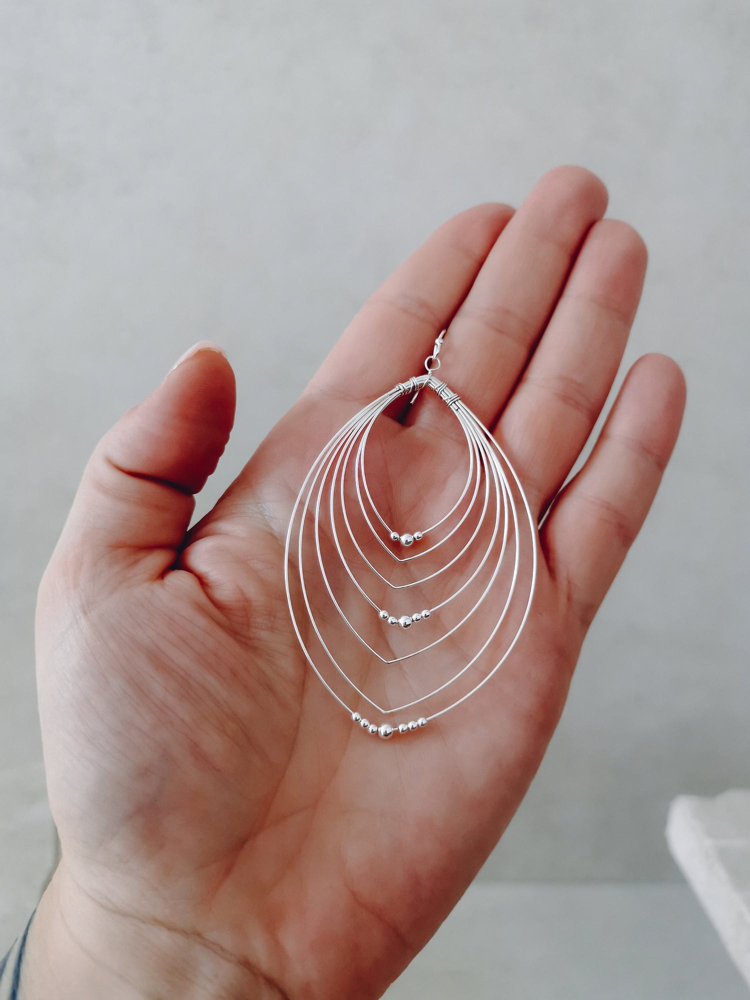 Boho Hängeohrringe aus 925 Silber, mehrreihige Ohrringe, Tropfen Hängeohrringe