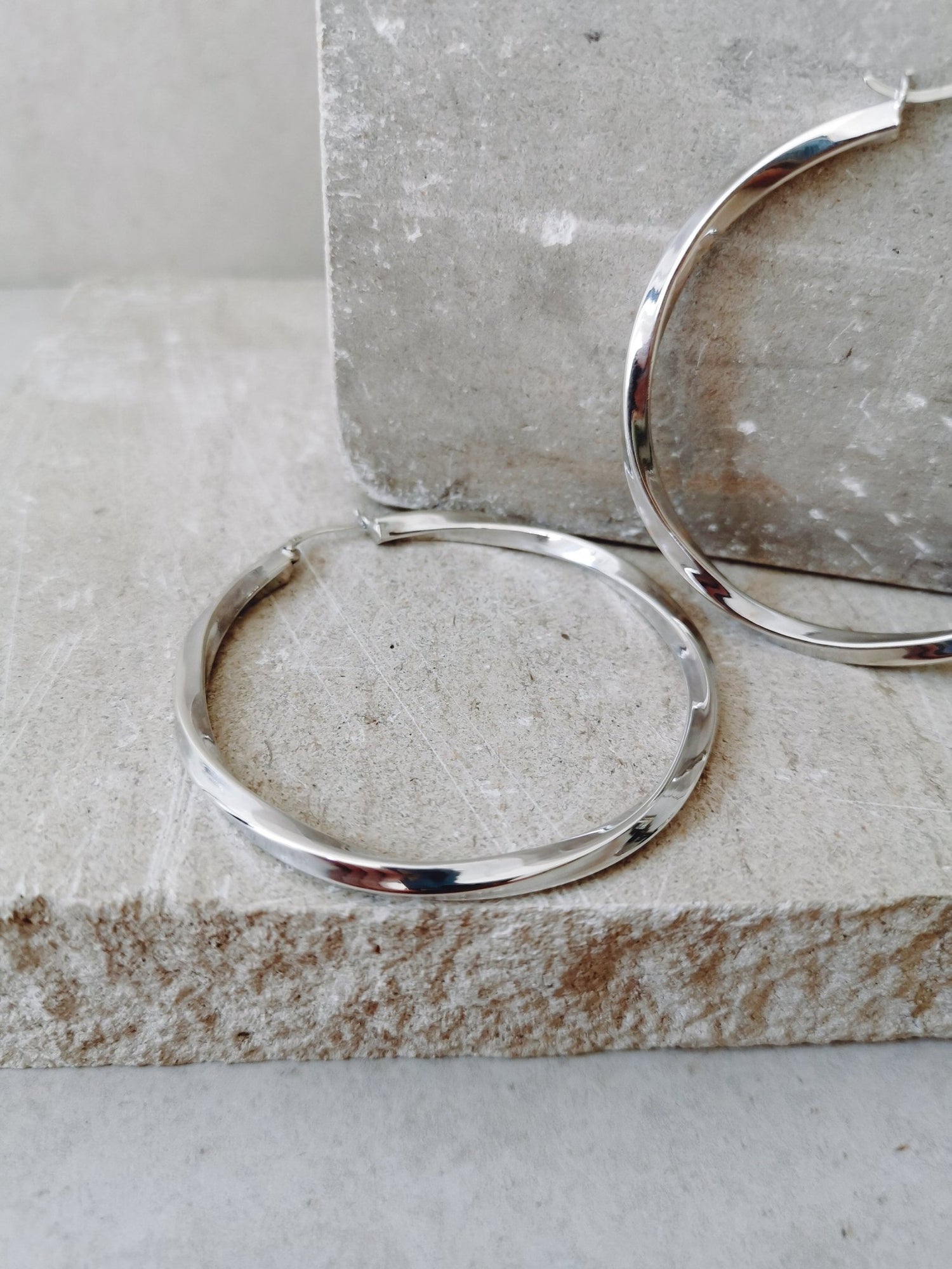 Twisted grosse 925 Silber Creolen, Chunky Twist Sterling Silber Creolen - CocosyBerlin