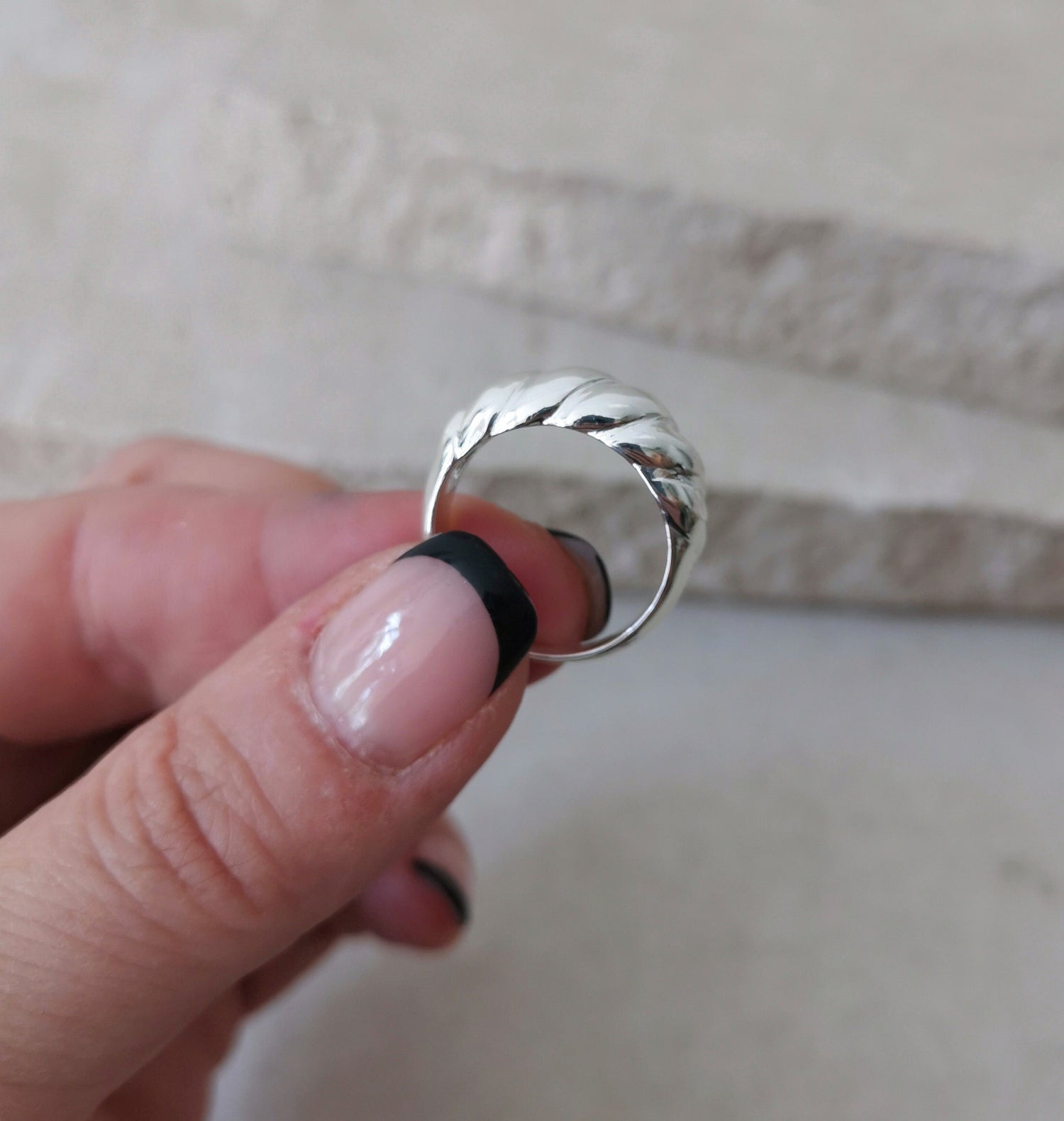 Croissant Ring aus 925 Silber, Sterlingsilber Ring, Twisted Silber 925 Ring