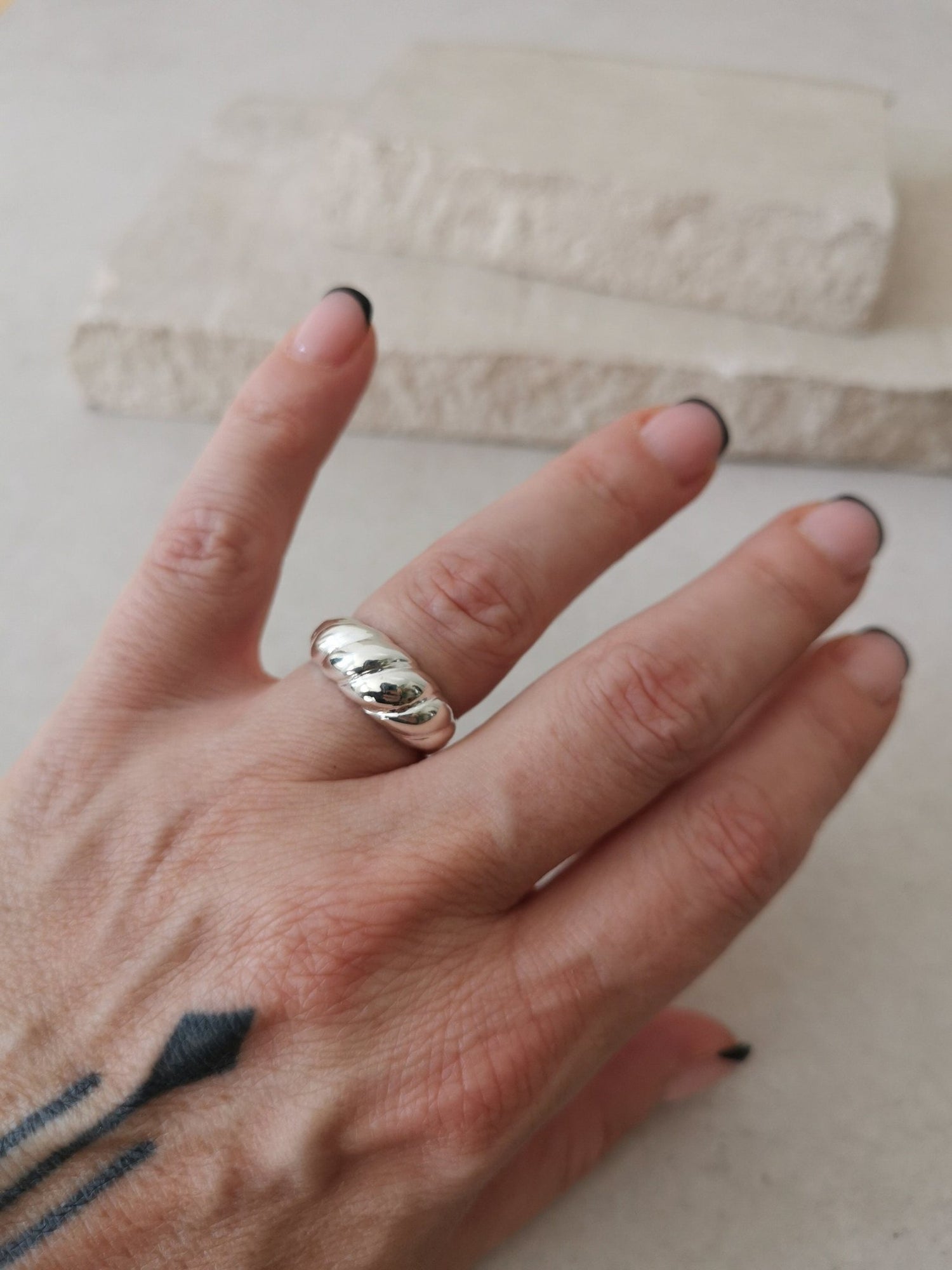 Croissant Ring aus 925 Silber, Sterlingsilber Ring, Twisted Silber 925 Ring - CocosyBerlin