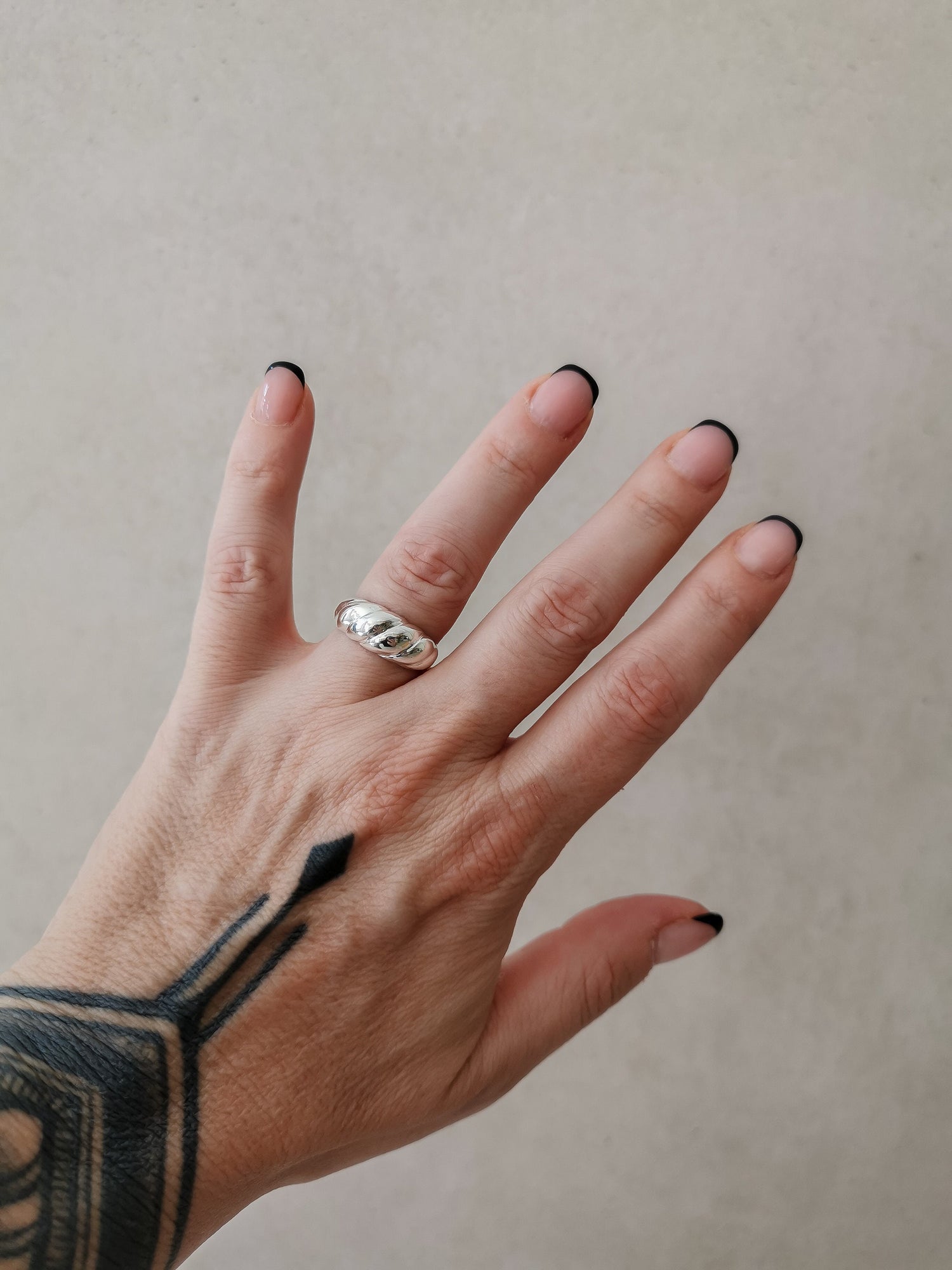 Croissant Ring aus 925 Silber, Sterlingsilber Ring, Twisted Silber 925 Ring