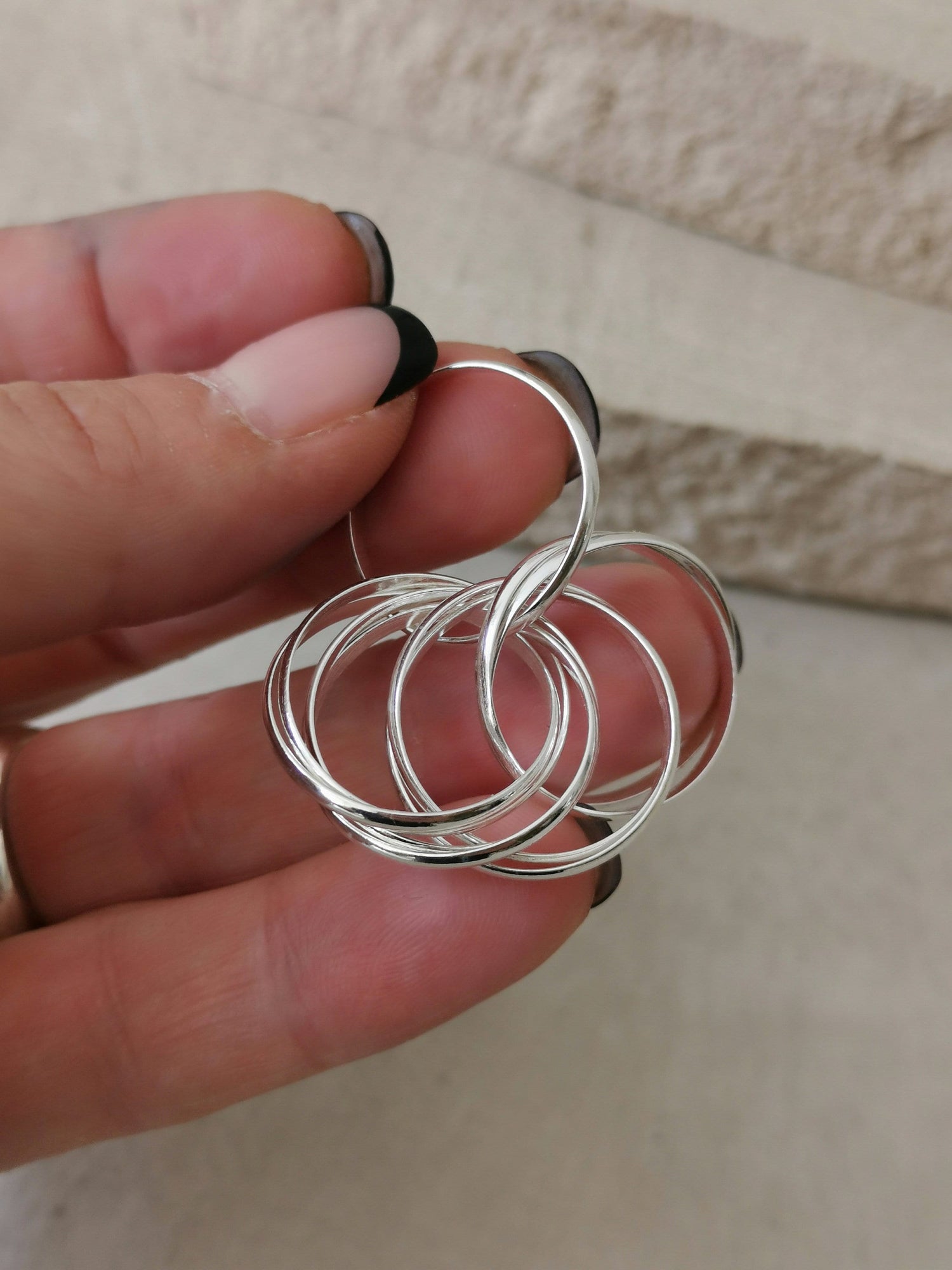 Mehrfachring aus 9 einselringe 925 Silber, Sterling Silber Ring, Wickelring aus 925 Silber