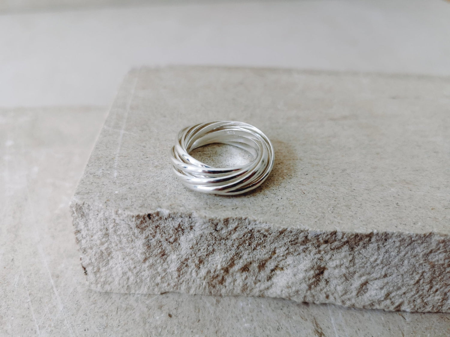 Mehrfachring aus 9 Einzelringe 925 Silber, Sterling Silber Ring, Wickelring aus 925 Silber - CocosyBerlin