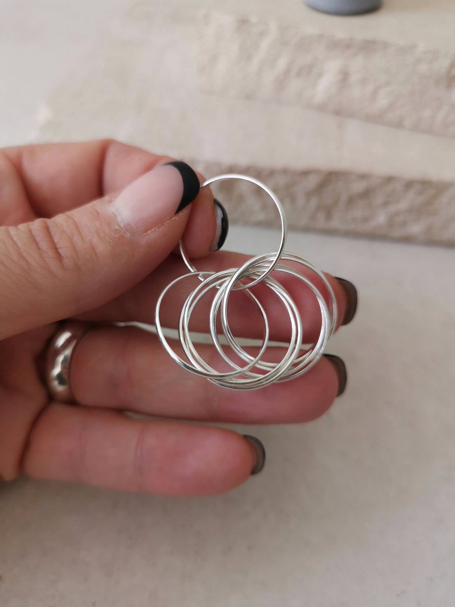 Mehrfachring aus 9 Einselringe 925 Silber, Sterlingsilber Ring, Wickelring aus 925 Silber