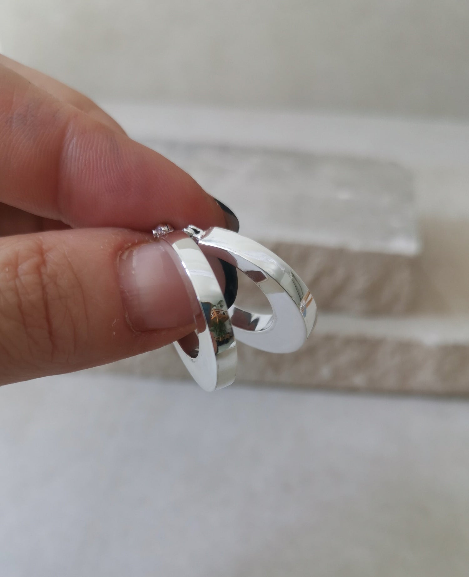 Boucles d'oreilles créoles larges et petites en argent 925, boucles d'oreilles créoles épaisses en argent sterling, boucles d'oreilles tendance en argent 925