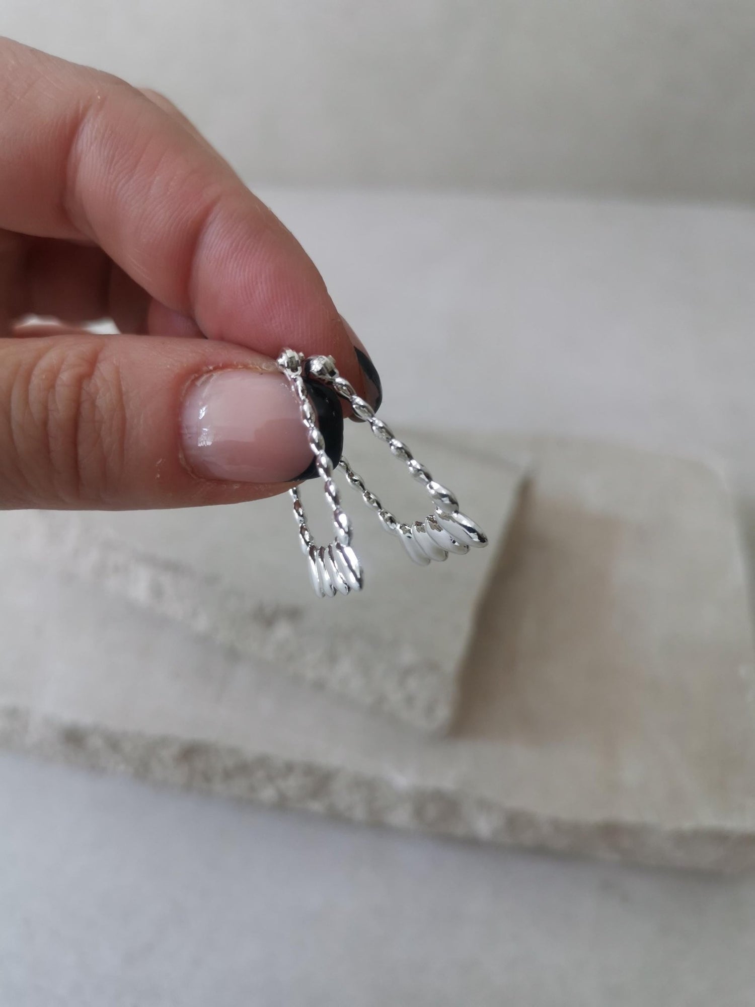 Geometrische Silber 925 Ohrringe, Rechteckig, Minimalistisch, Rechteck Creolen, Silberohrringe, Eckige Creolen - CocosyBerlin