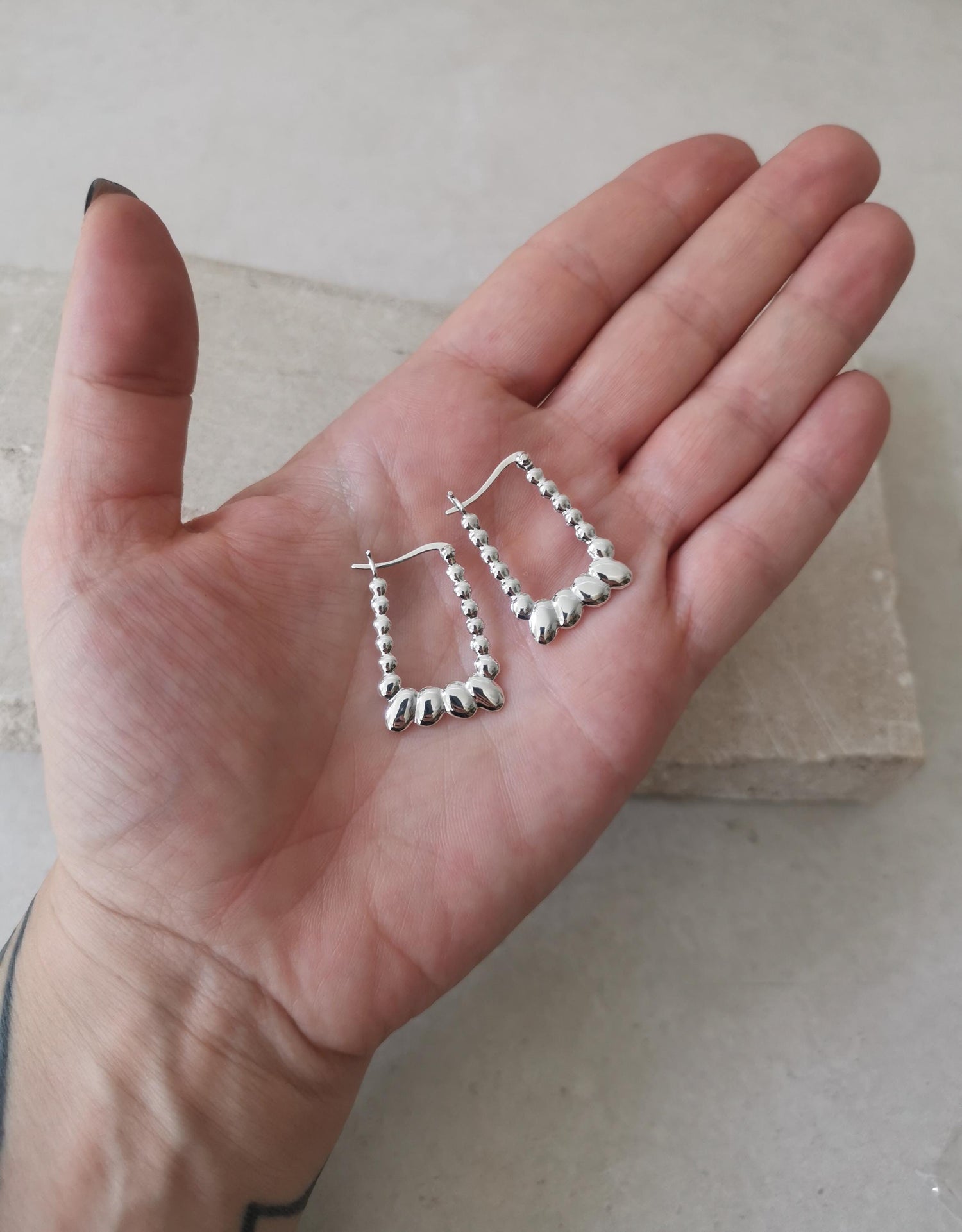 Geometrische Silber 925 Ohrringe, Rechteckig, Minimalistisch, Rechteck Creolen, Silberohrringe, Eckige Creolen