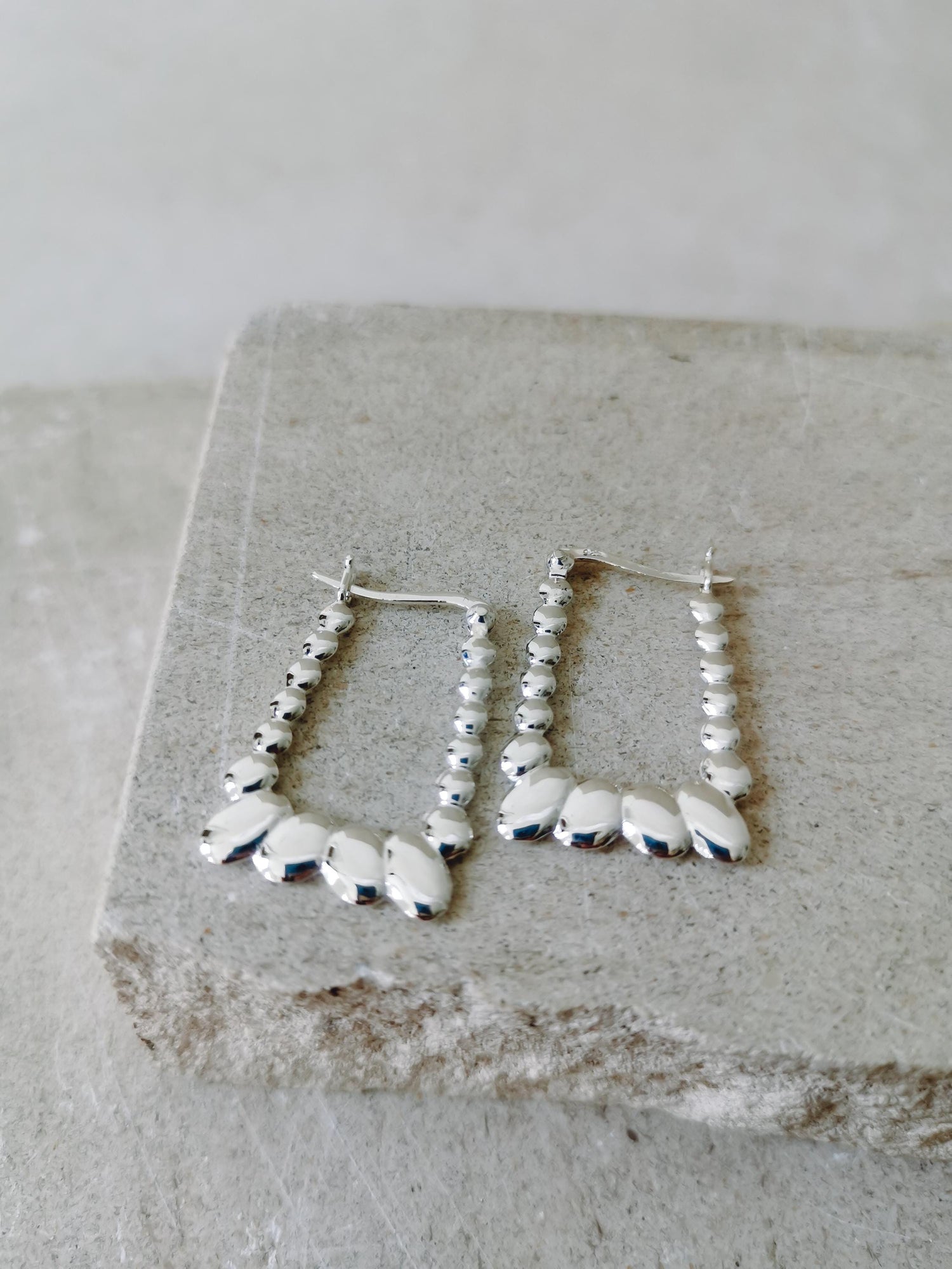 Geometrische Silber 925 Ohrringe, Rechteckig, Minimalistisch, Rechteck Creolen, Silberohrringe, Eckige Creolen