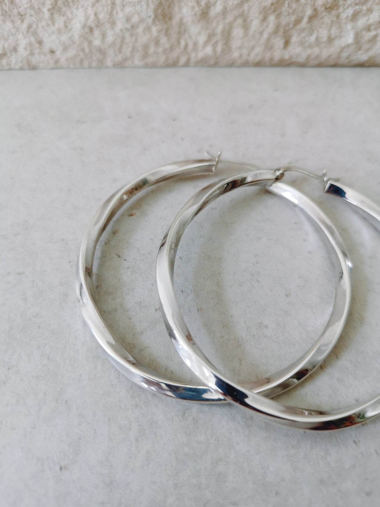 Twisted grosse 925 Silber Creolen, Chunky Twist Sterling Silber Creolen