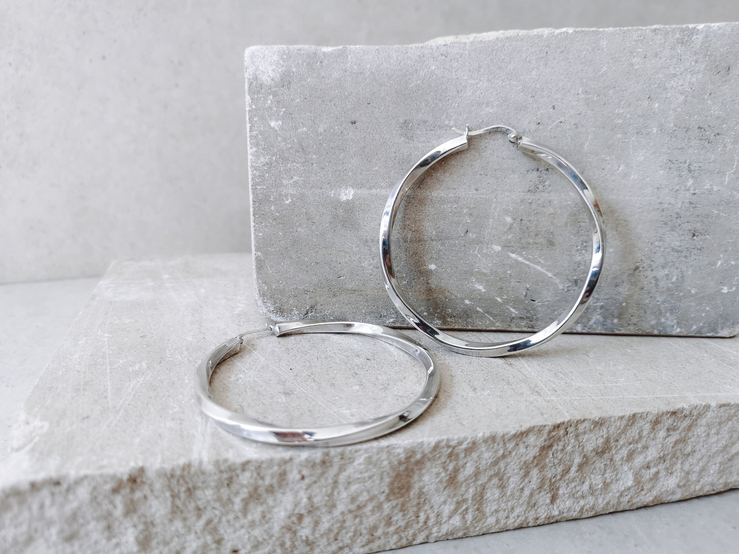 Twisted grosse 925 Silber Creolen, Chunky Twist Sterling Silber Creolen