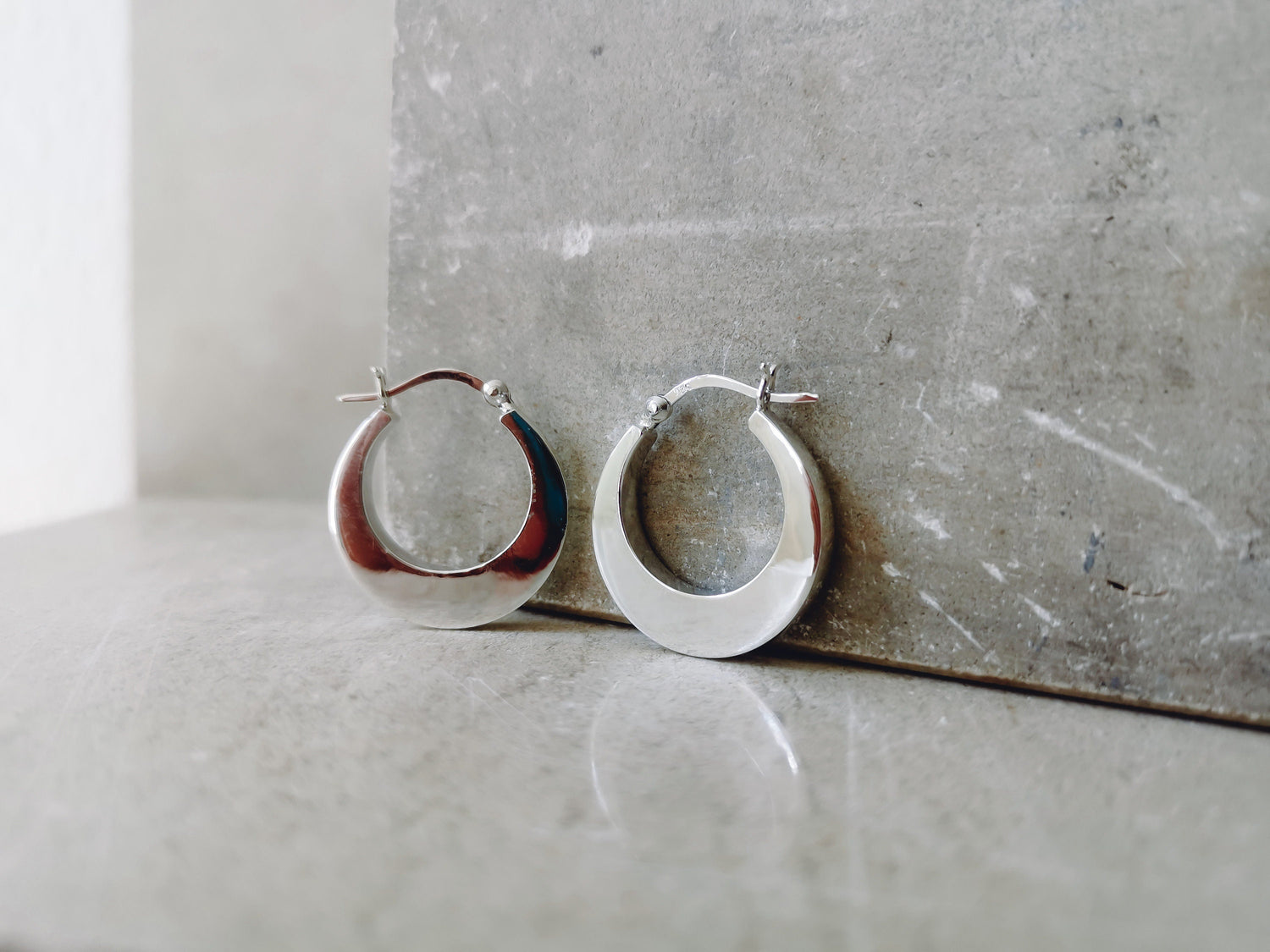 Boucles d'oreilles créoles larges et petites en argent 925, boucles d'oreilles créoles épaisses en argent sterling, boucles d'oreilles tendance en argent 925