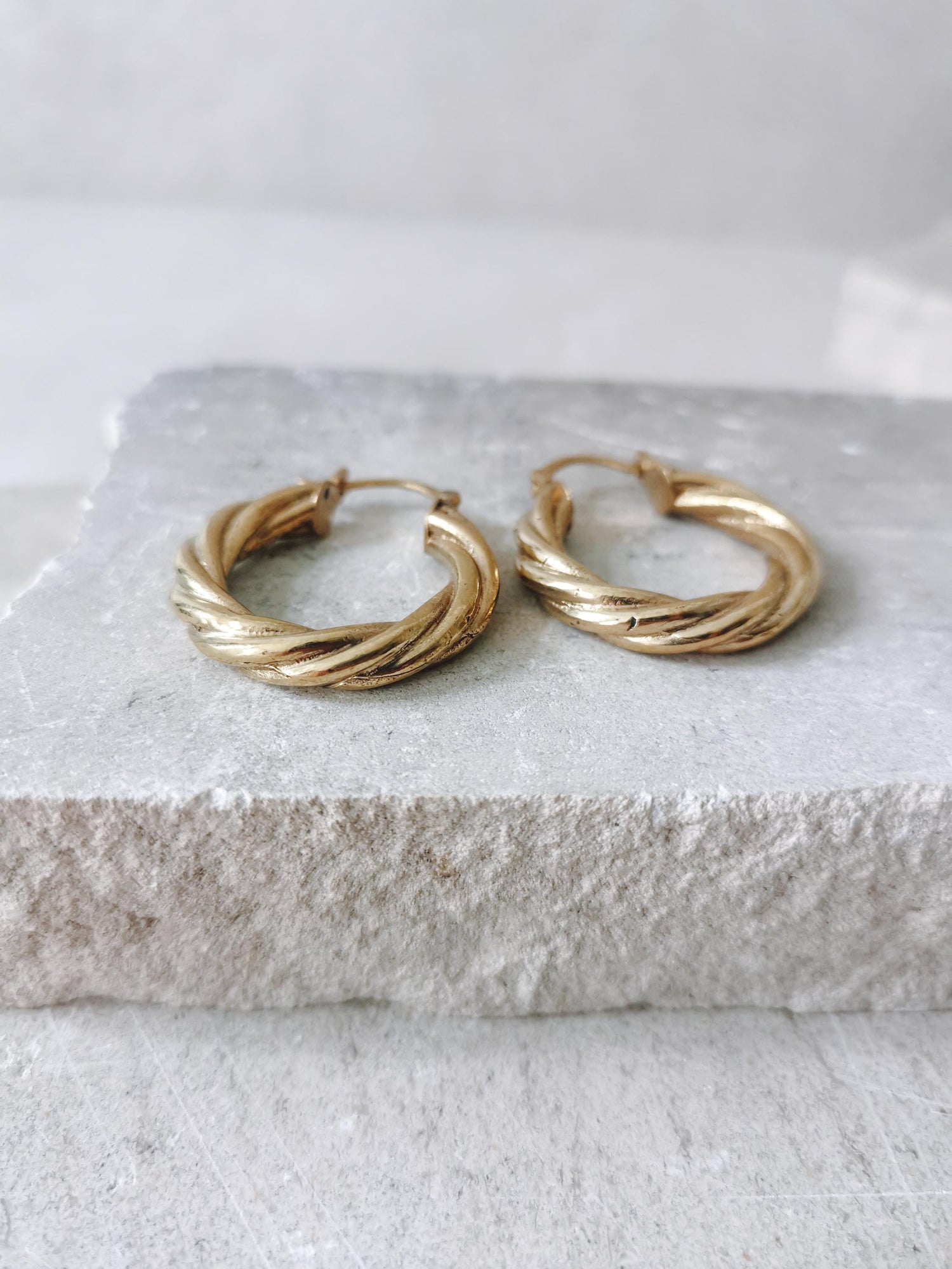 Hoop earrings brass gold, hoop earrings twisted braided twisted, golden round earrings