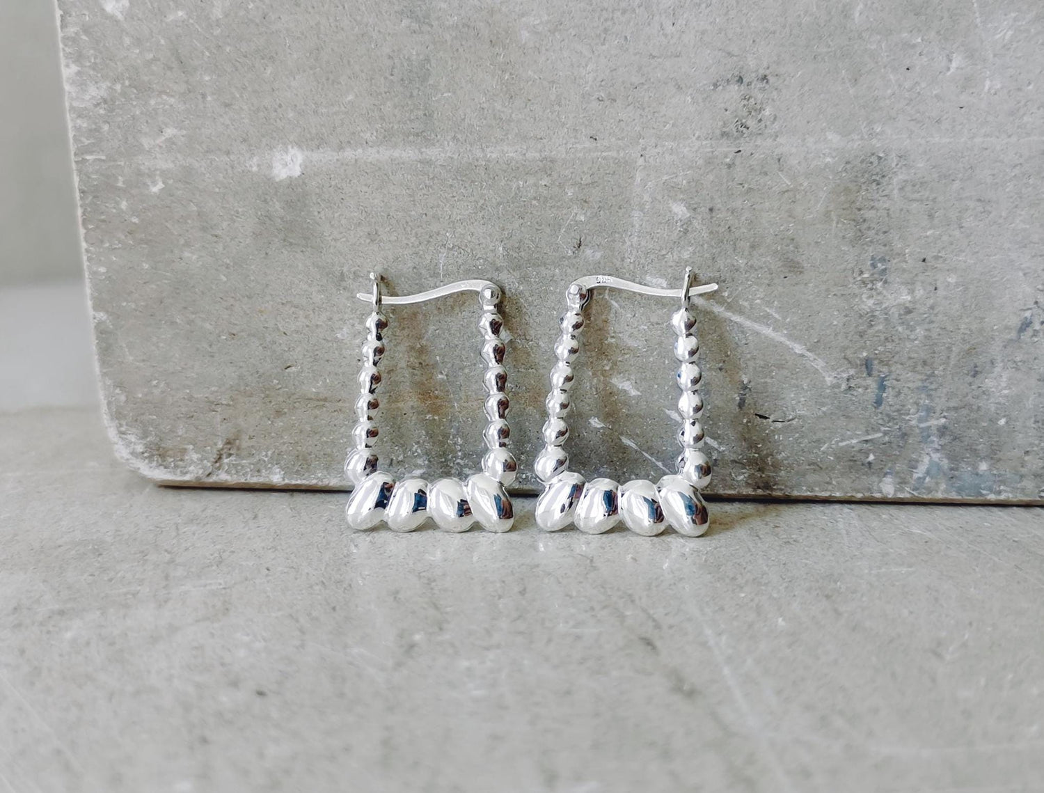 Geometrische Silber 925 Ohrringe, Rechteckig, Minimalistisch, Rechteck Creolen, Silberohrringe, Eckige Creolen