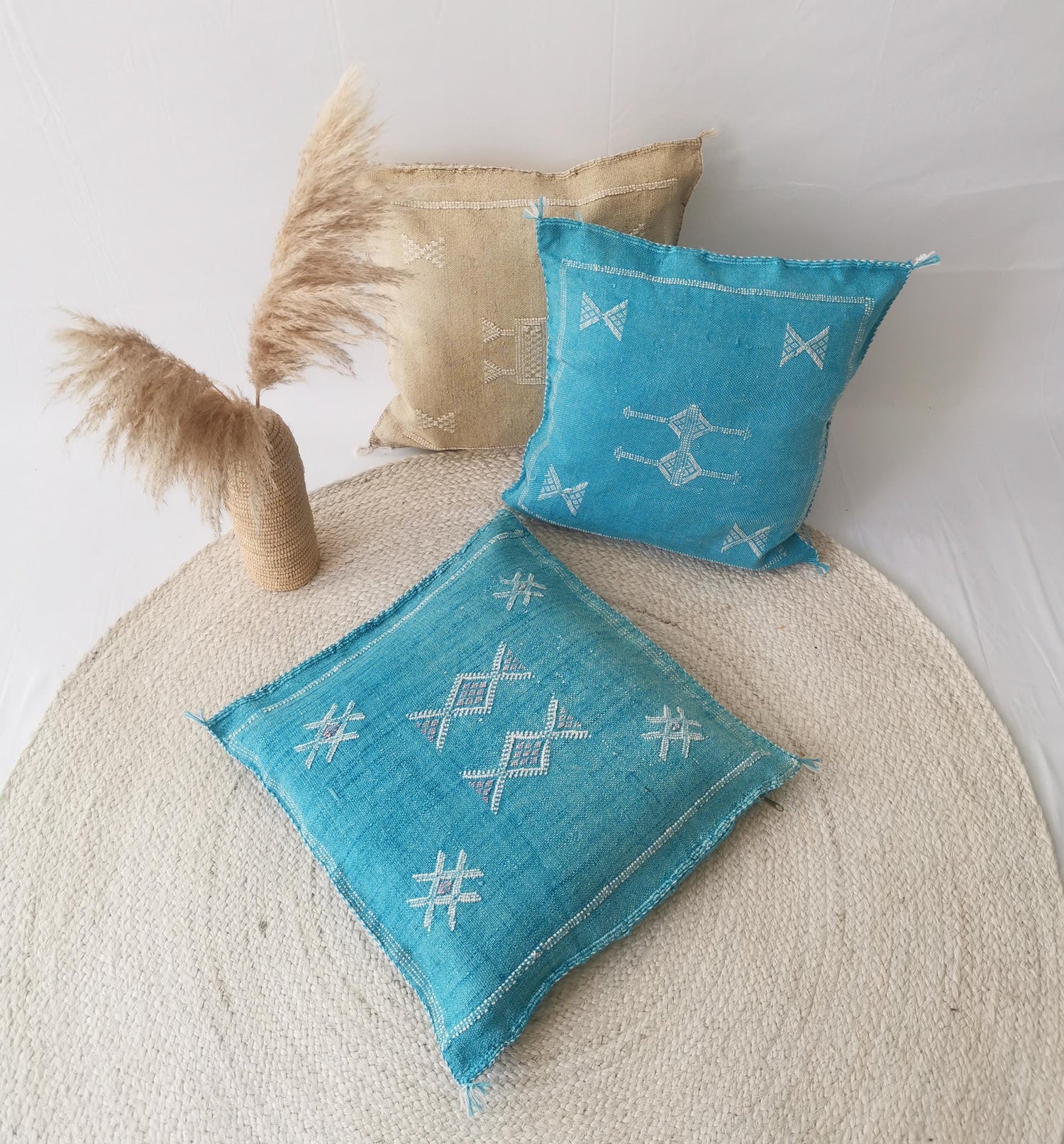 Sabra Kissen 50x50 cm, Kissenhülle aus Marokko, Marokkanisches Kissen aus Sabra Seide