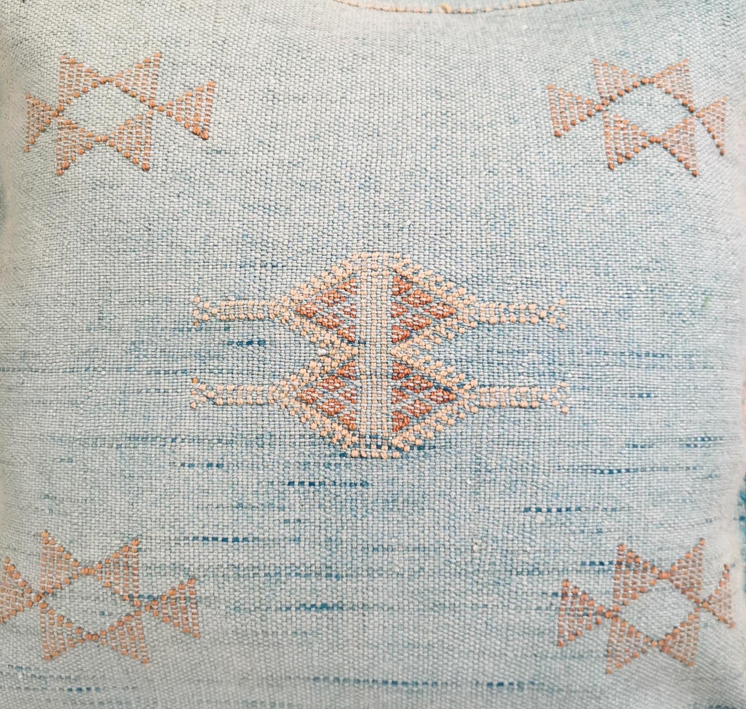 Sabra Kissen aus Marokko, Boho Eklektische Kissenhülle, Marokkanischer orientalischer Kissenbezug in Türkis