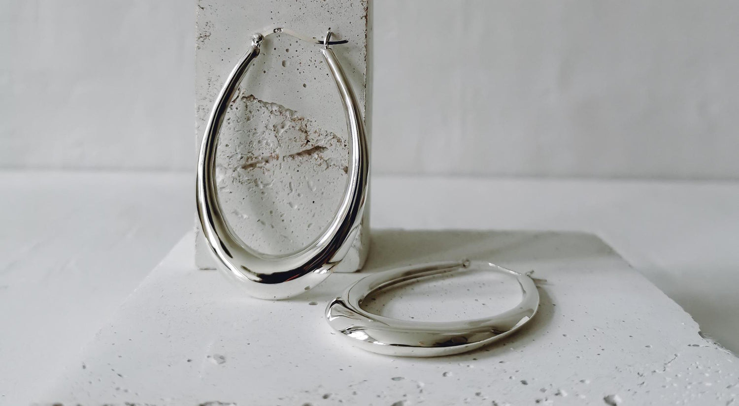 Breite ovale big Creolen, Chunky Sterlingsilber Creolen, Statement Ohrringe aus 925 Silber
