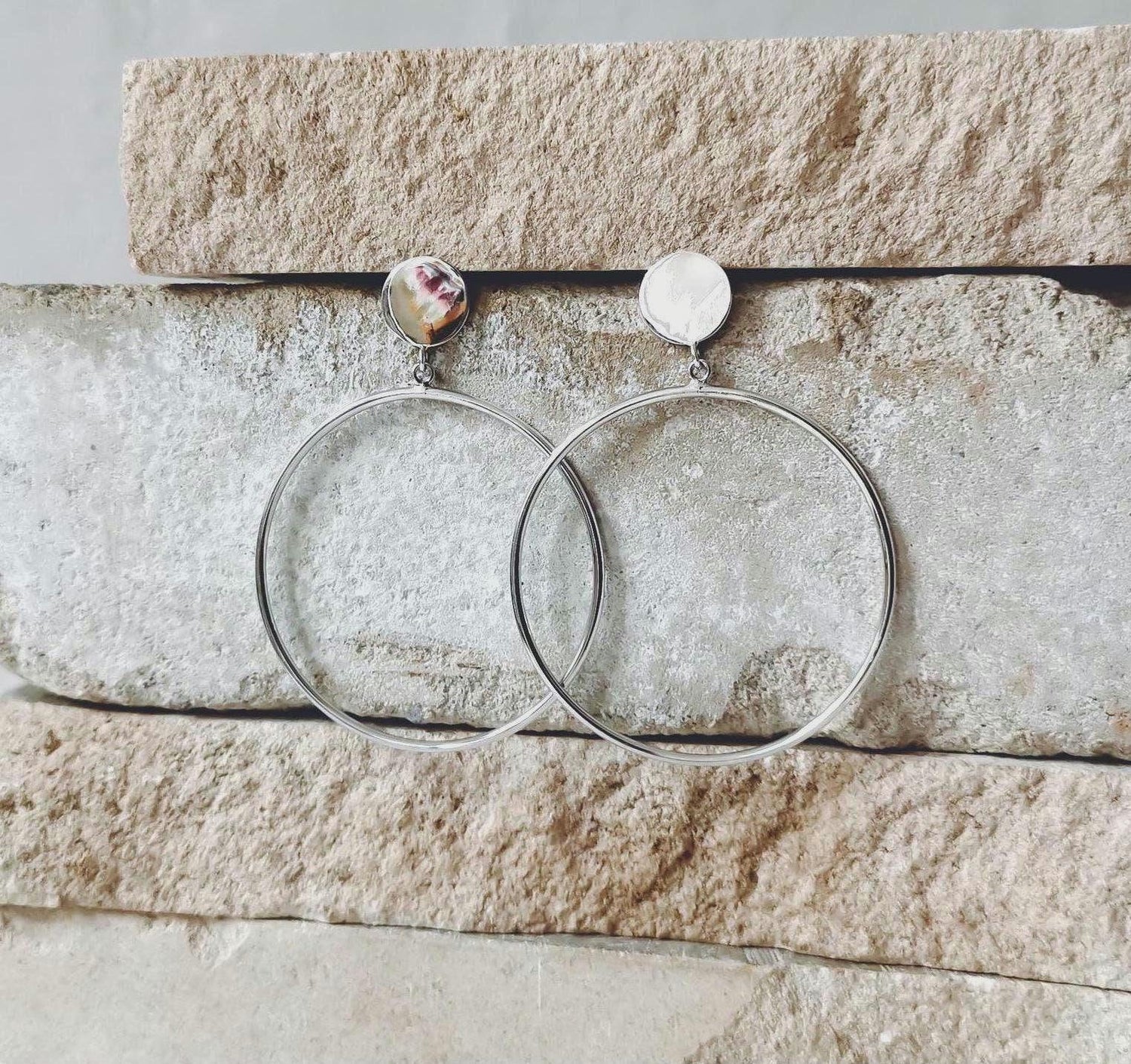 Ohrstecker Ohrringe hängender Kreis aus 925 Silber, Kreis Ohrhänger Creole aus Sterling Silber - CocosyBerlin