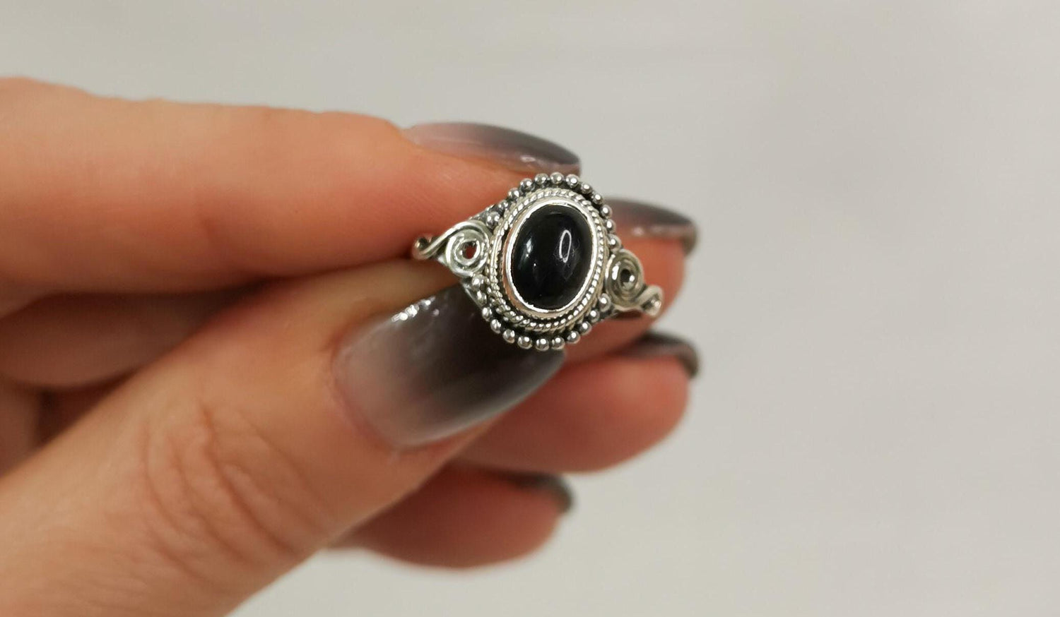 925 silver ring with onyx stone oval, black onyx silver ring, sterling silver ring with onyx gemstone