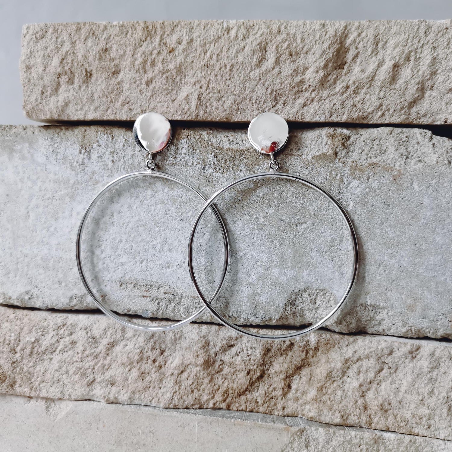 Ohrstecker Ohrringe hängender Kreis aus 925 Silber, Kreis Ohrhänger Creole aus Sterling Silber