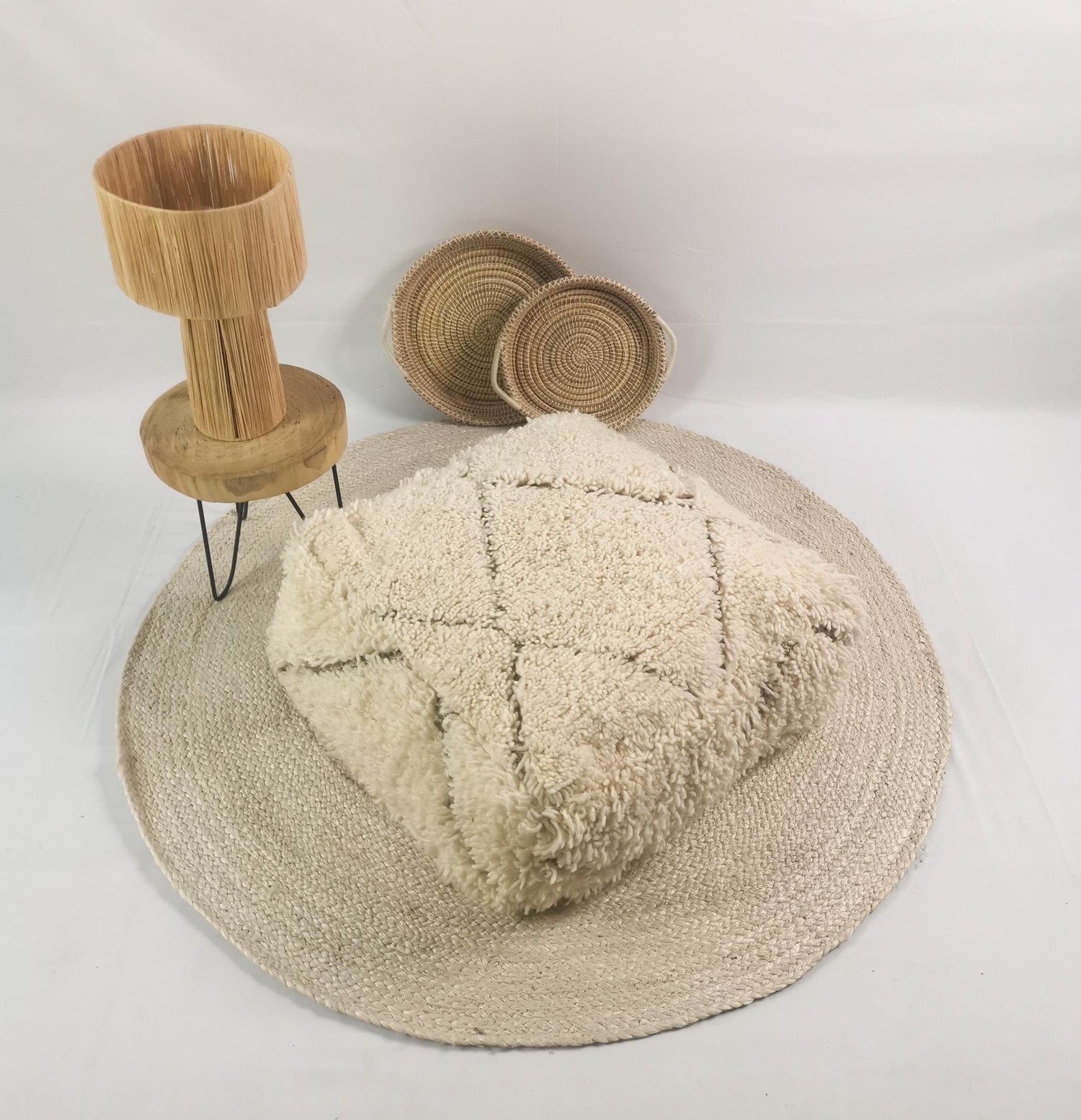 Pouf marocain, coussin de sol berbère, coussin d'assise en laine, coussin vintage, coussin d'assise bohème Marrakech, Beni Ourain