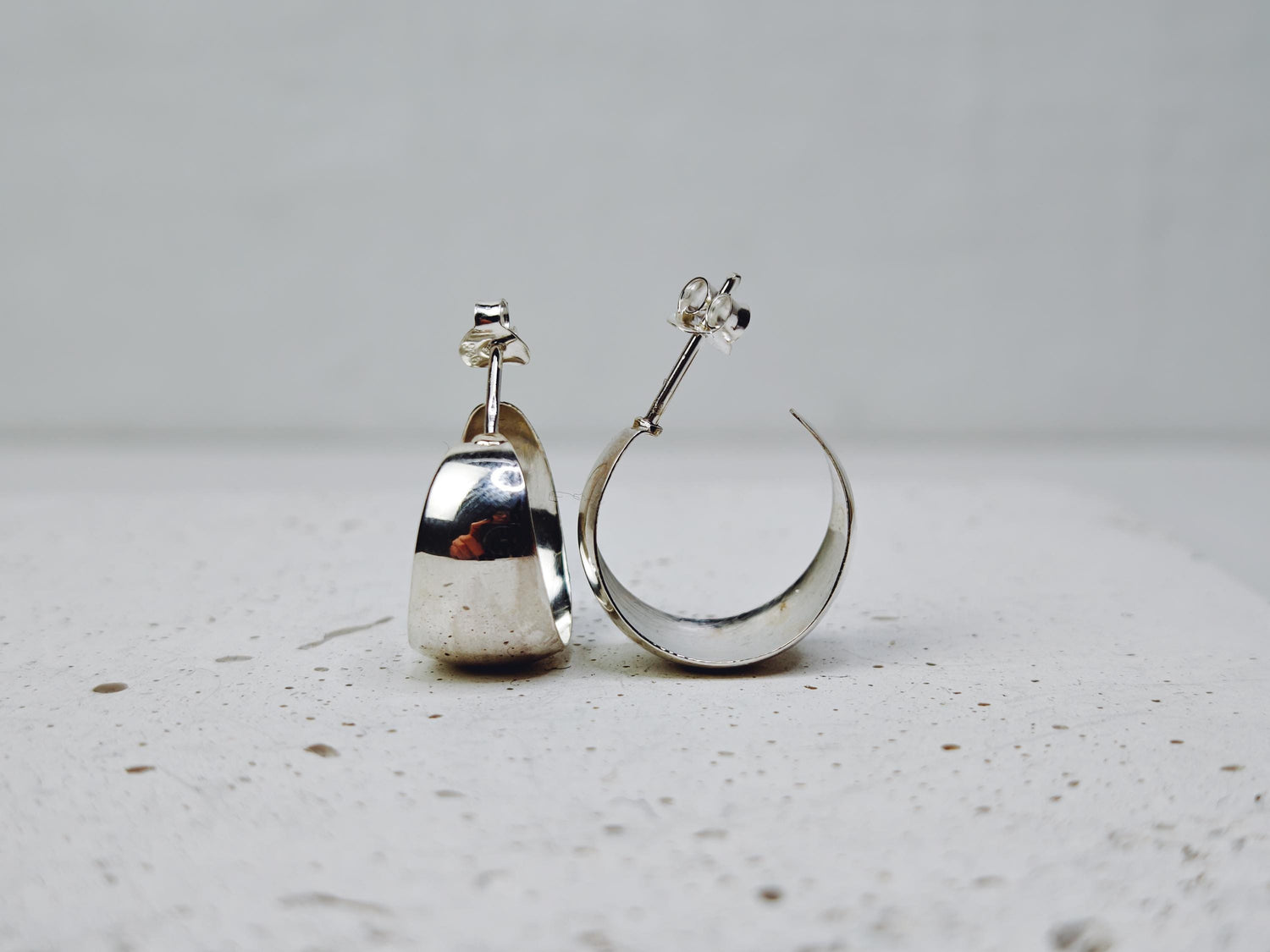 Boucles d'oreilles à tige larges en argent sterling, boucles d'oreilles épaisses en argent 18 mm, boucles d'oreilles ouvertes minimalistes en argent 925