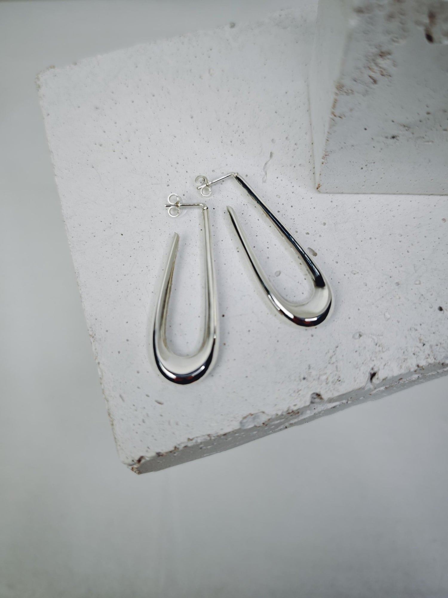 Lange offene ovale 925 Silber Creolen, Minimalistische Ohrstecker, Sterling Silber Ohrstecker Creolen oval - CocosyBerlin